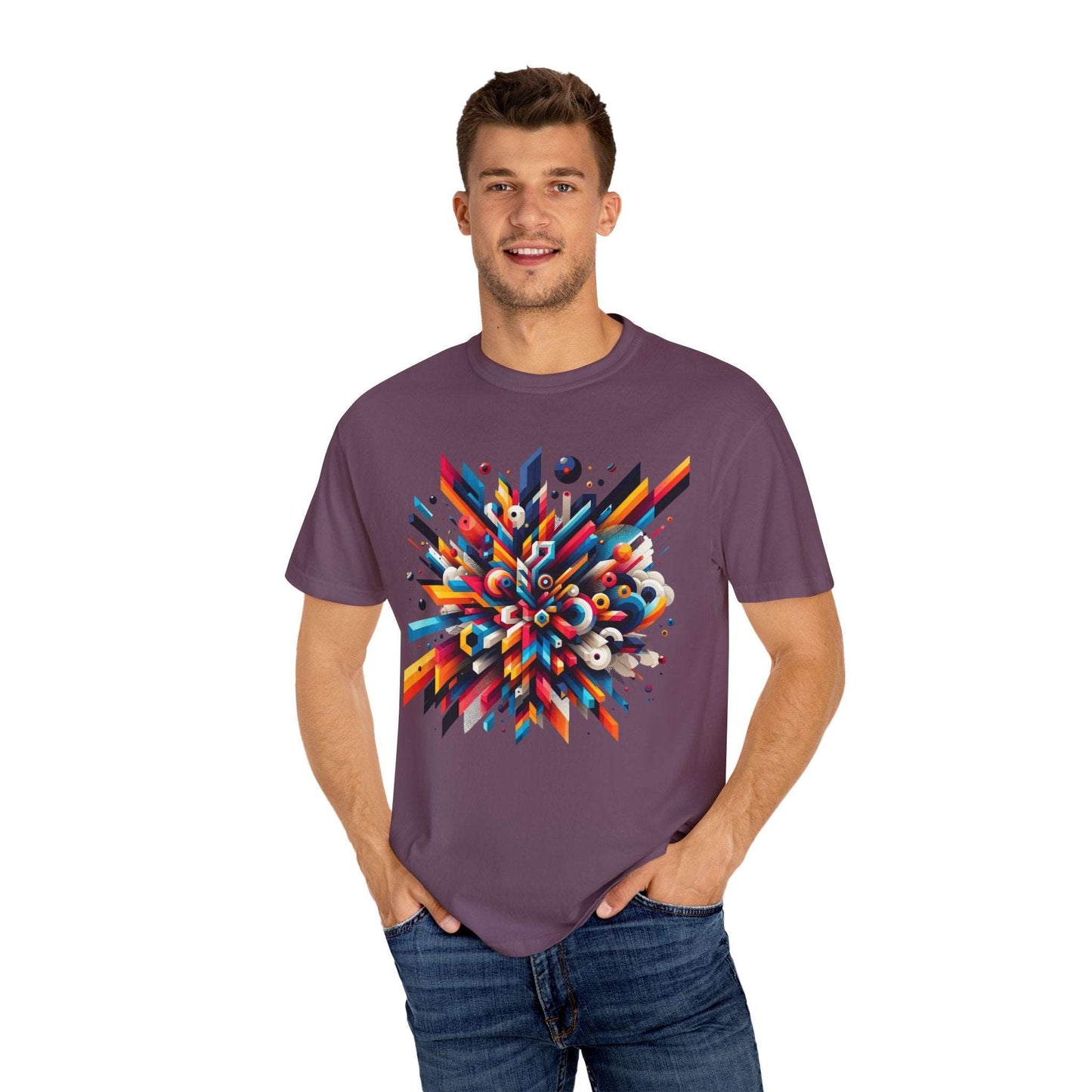 Abstract Geometric Explosion T-Shirt & Hoodie - Vibrant 3D Graphic Art Apparel-min