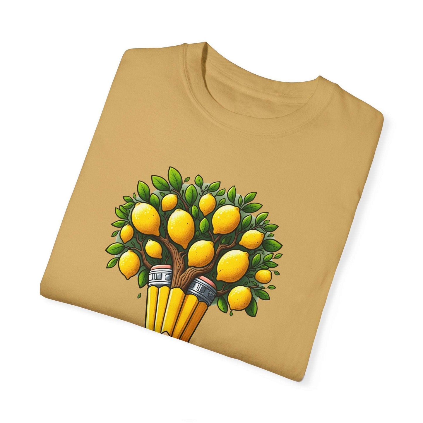 Artistic Lemon Pencil Tree T-Shirt - Unique Art & Nature Celebrating Growth and Imagination
