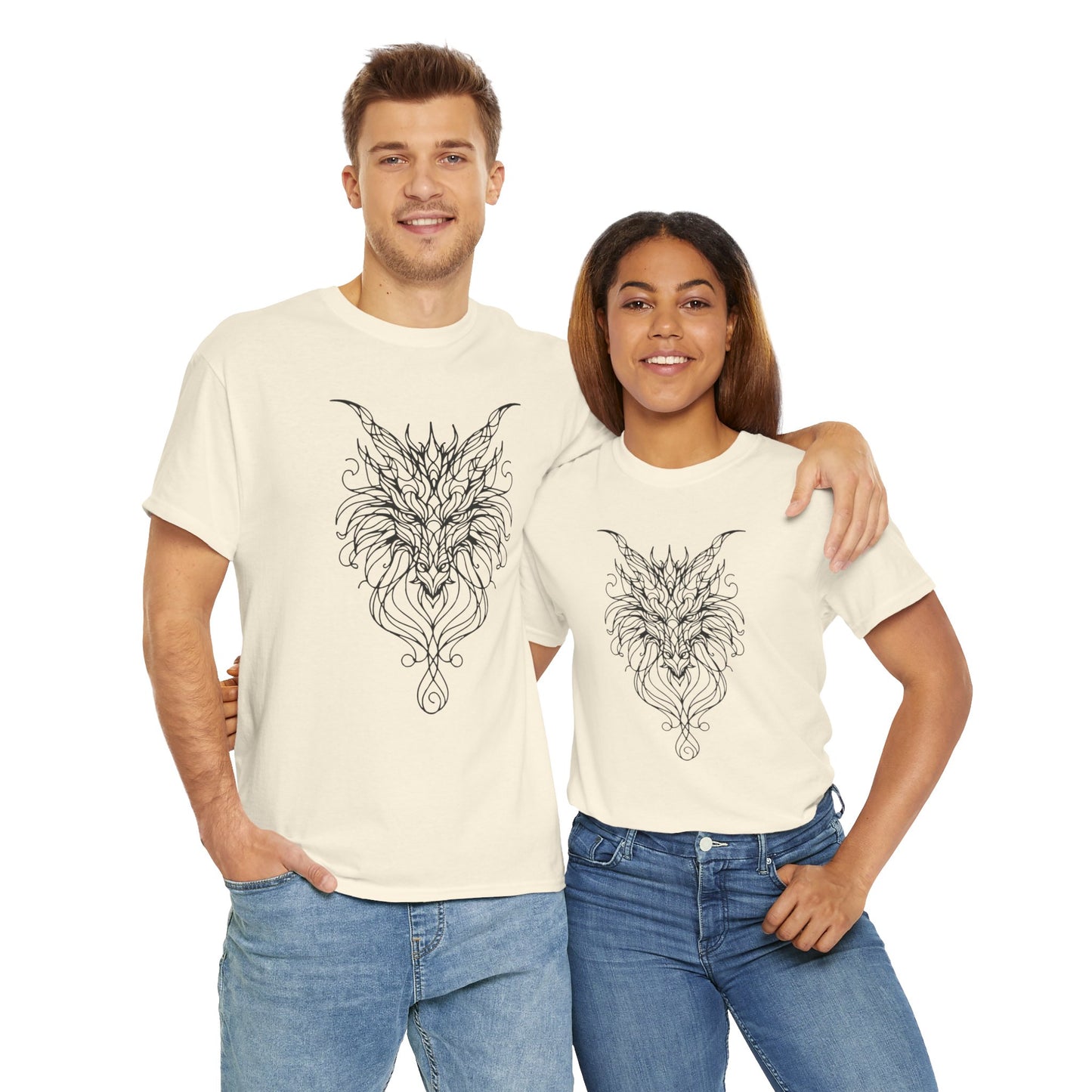 Mystical Dragon Line Art Tee – Elegant Fantasy Creature Design