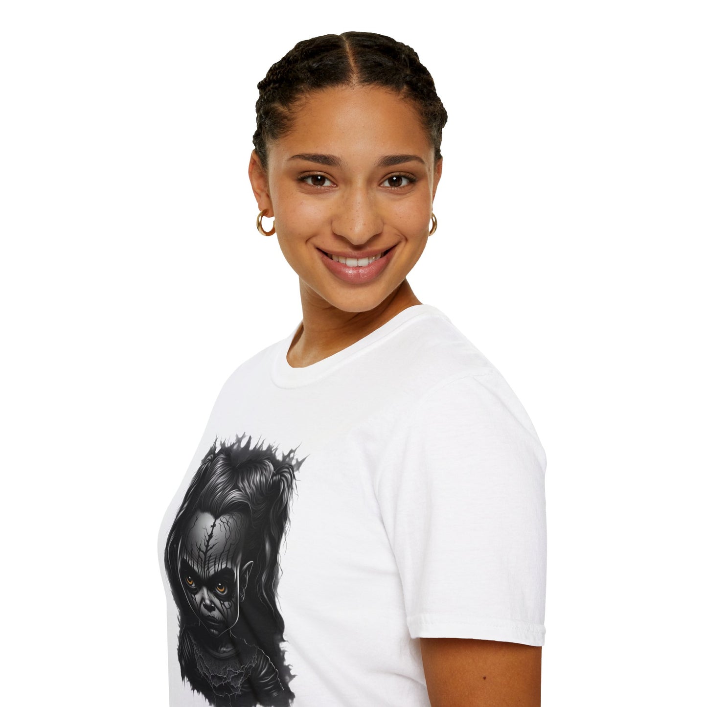 Hauntingly Adorable: Spooky Cute Little Girl Ghost Unisex Softstyle T-Shirt