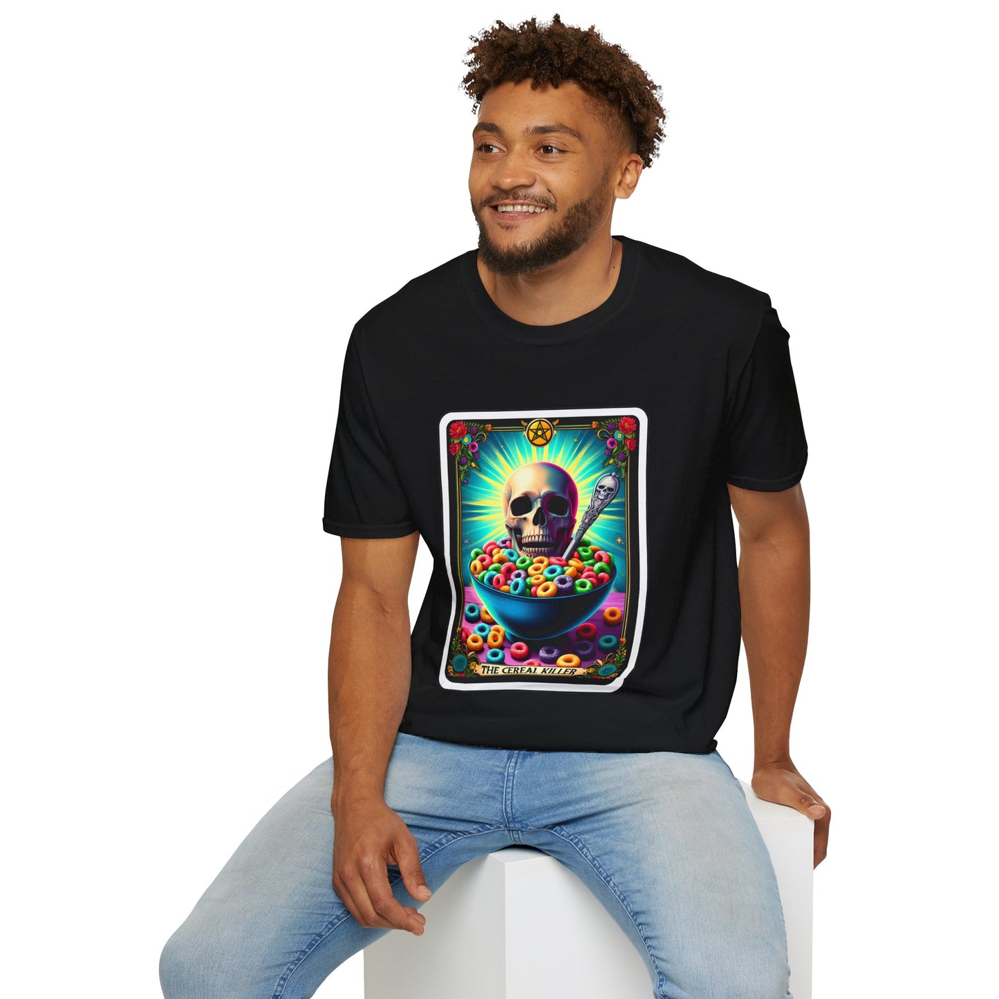 Tarot-Inspired Cereal Killer Halloween Tee - Unique Spooky Design