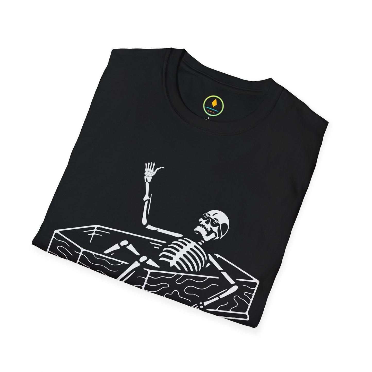 NEVER BETTER - Skeleton in Coffin Halloween Unisex Softstyle T-Shirt
