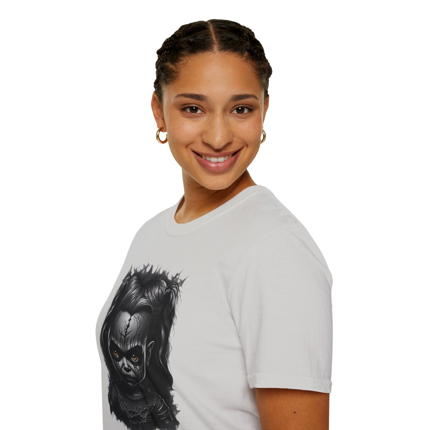Hauntingly Adorable: Spooky Cute Little Girl Ghost Unisex Softstyle T-Shirt