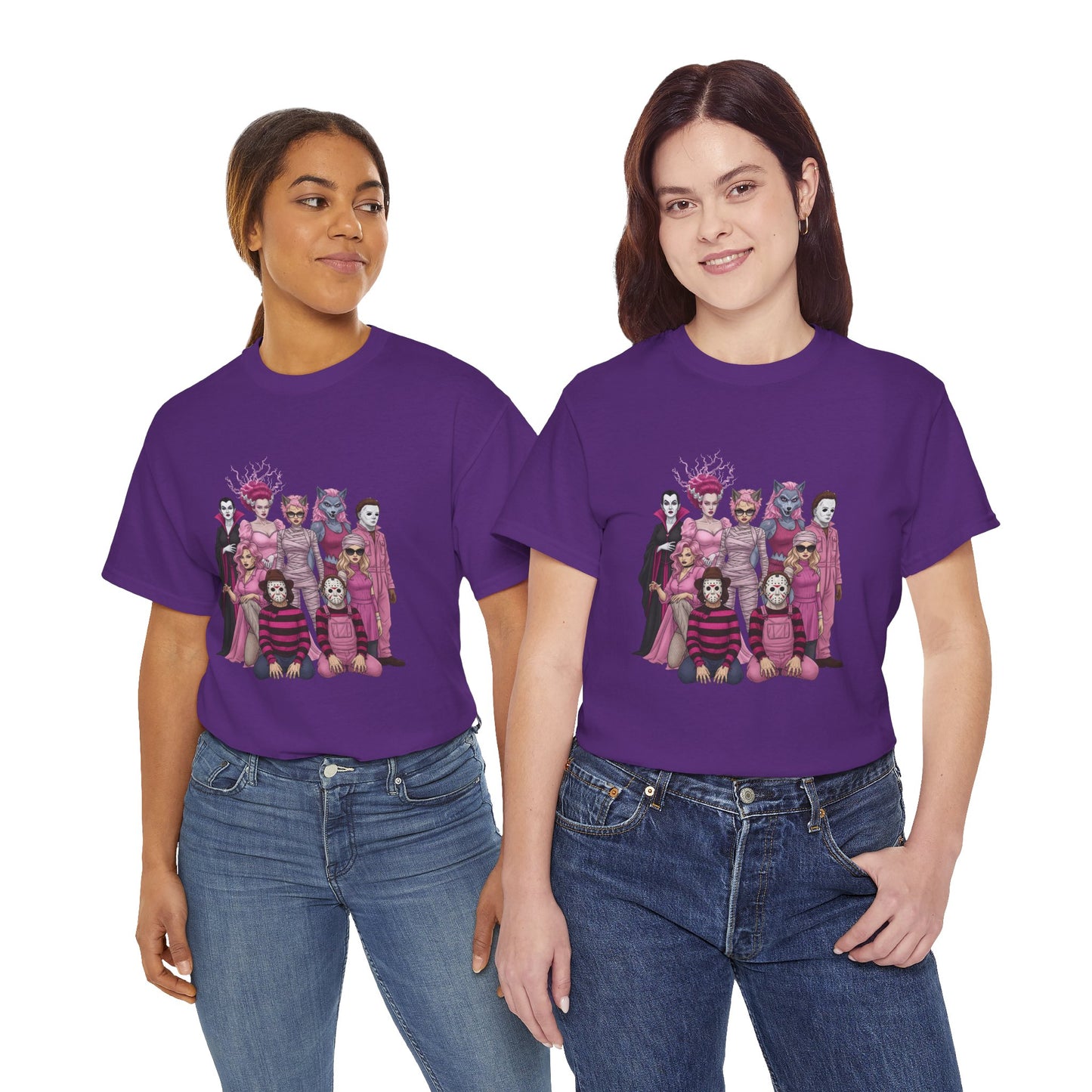Horror Queens Fighting for a Cause Unisex Tee - Breast Cancer Awareness Month