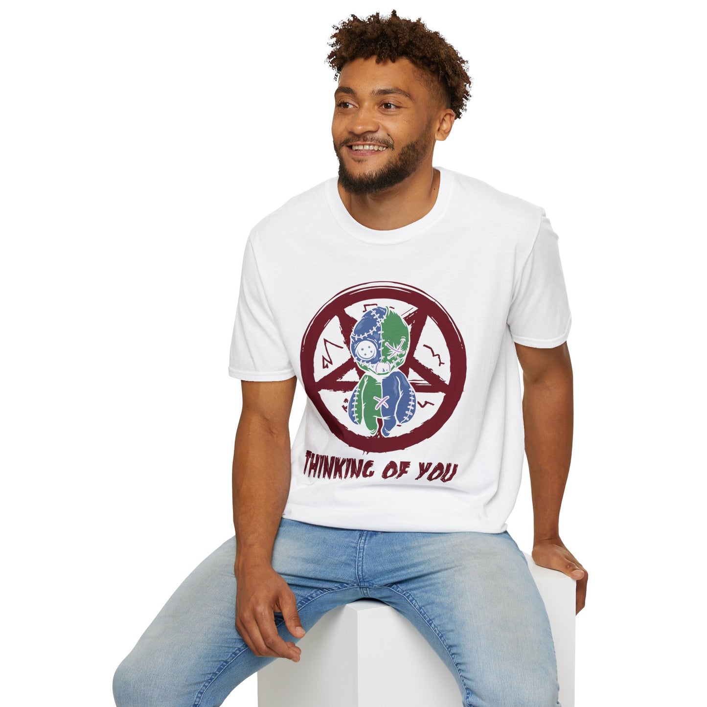 Spooky Voodoo Doll Prohibition Tee - Unique Halloween ‘Thinking of You’ Shirt
