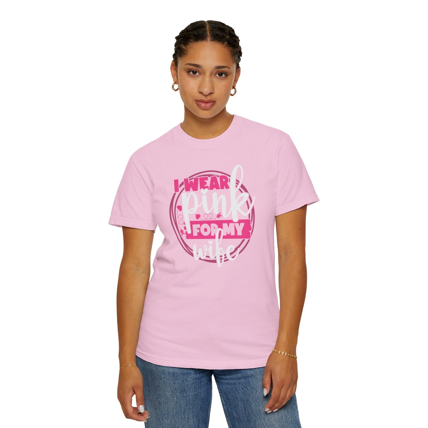 I Wear Pink For My Wife - Supportive Breast Cancer Awareness T-Shirt