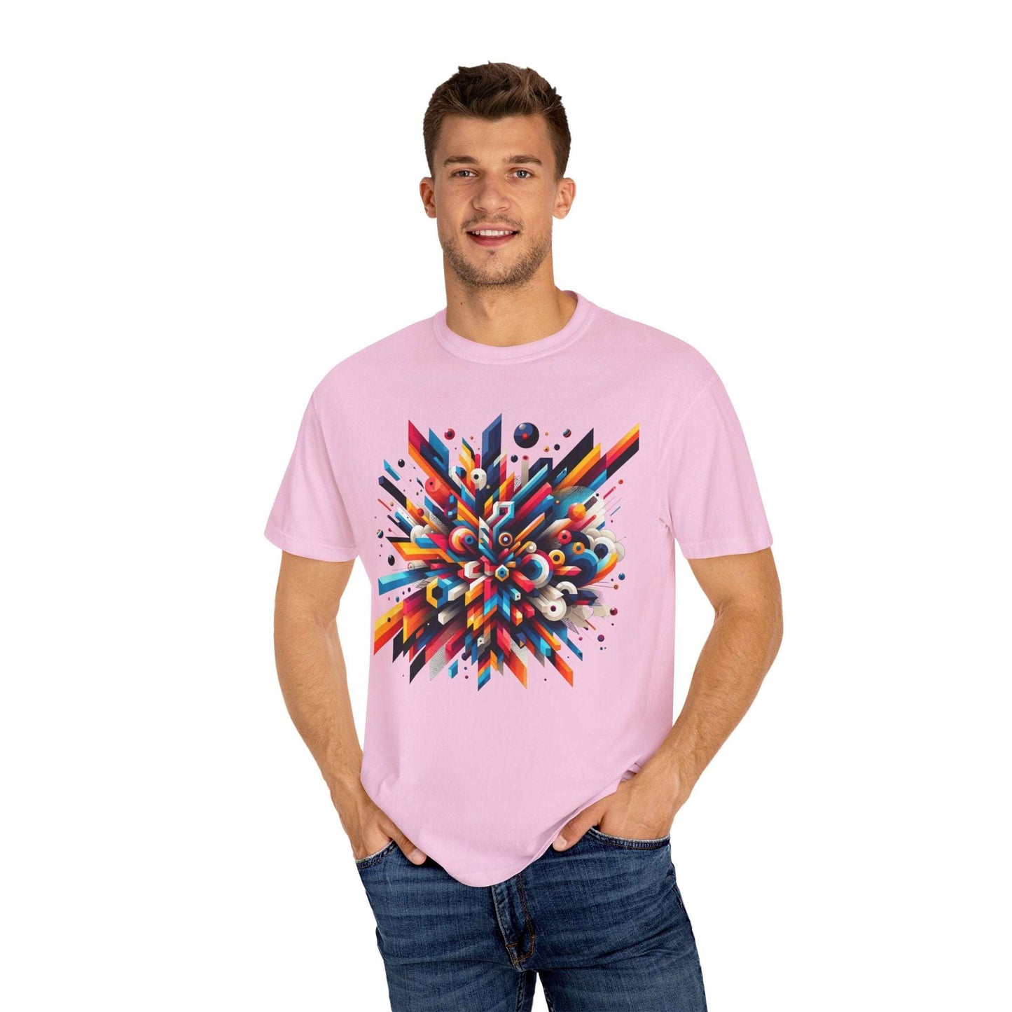 Abstract Geometric Explosion T-Shirt & Hoodie - Vibrant 3D Graphic Art Apparel-min