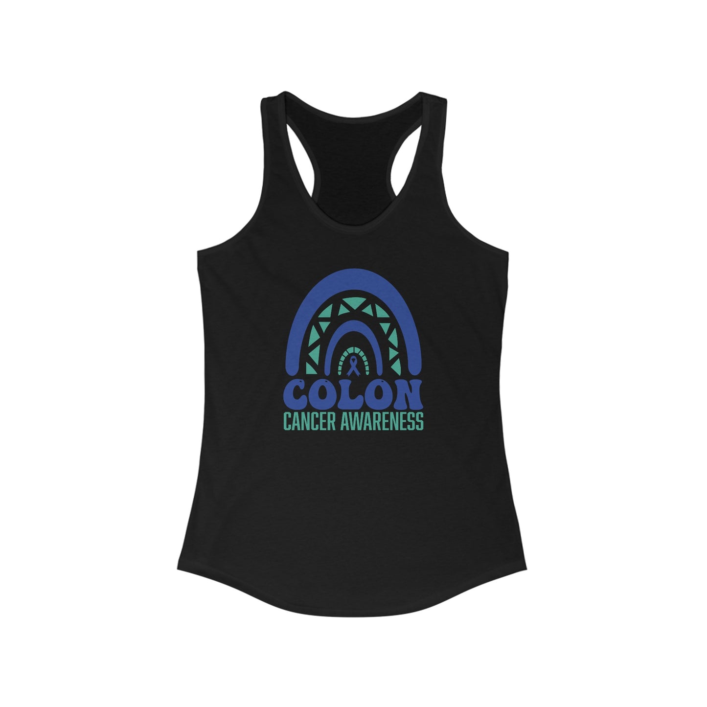 Colon Cancer Awareness Women’s Tank Top - Symbolic Teal Ribbon & Rainbow