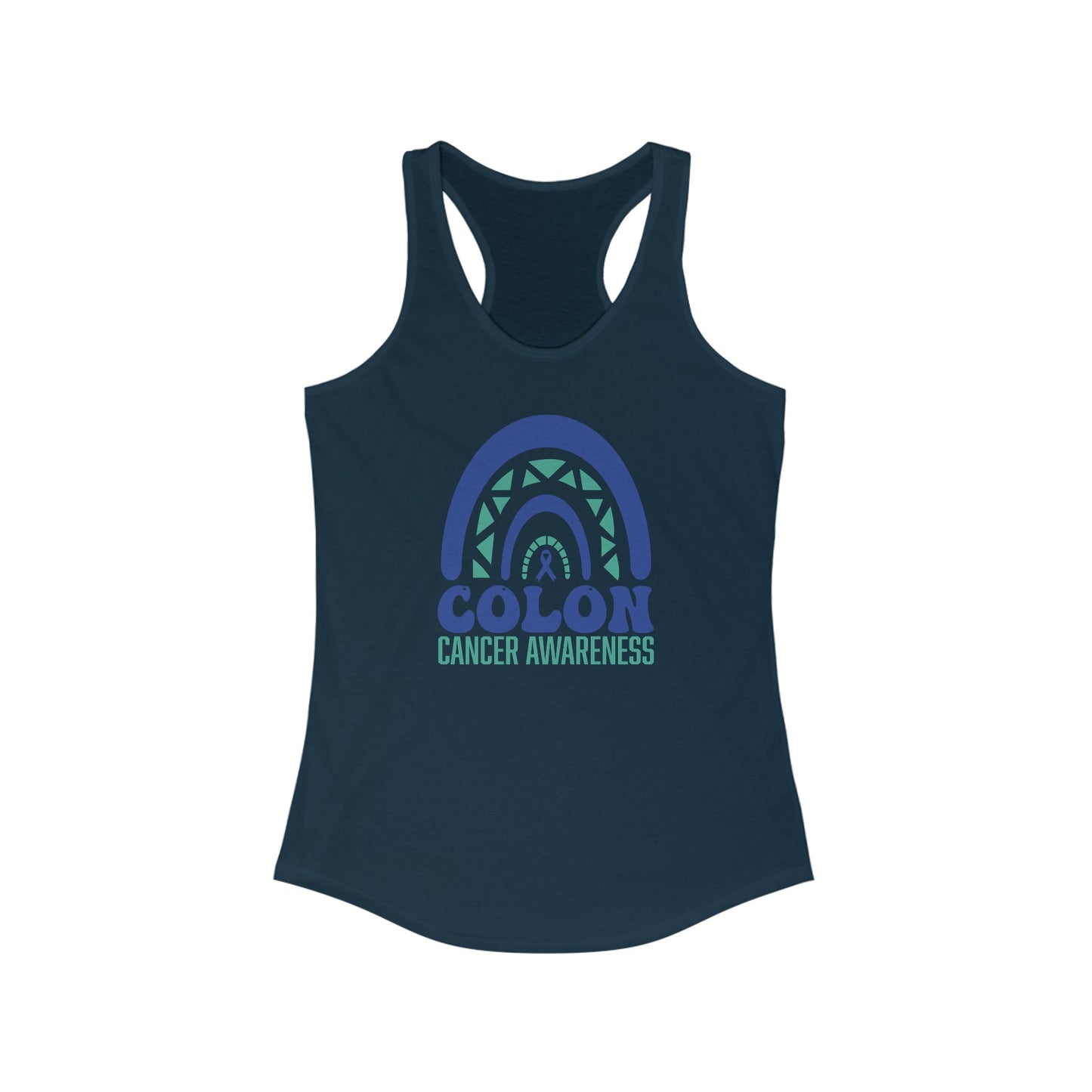 Colon Cancer Awareness Women’s Tank Top - Symbolic Teal Ribbon & Rainbow