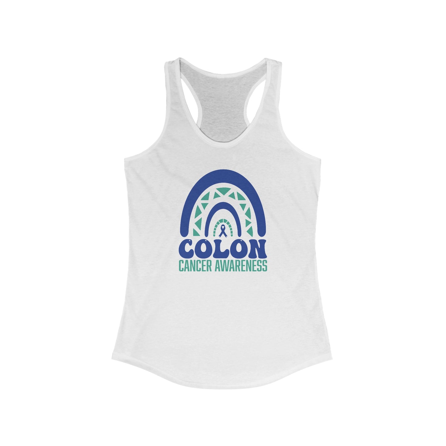 Colon Cancer Awareness Women’s Tank Top - Symbolic Teal Ribbon & Rainbow