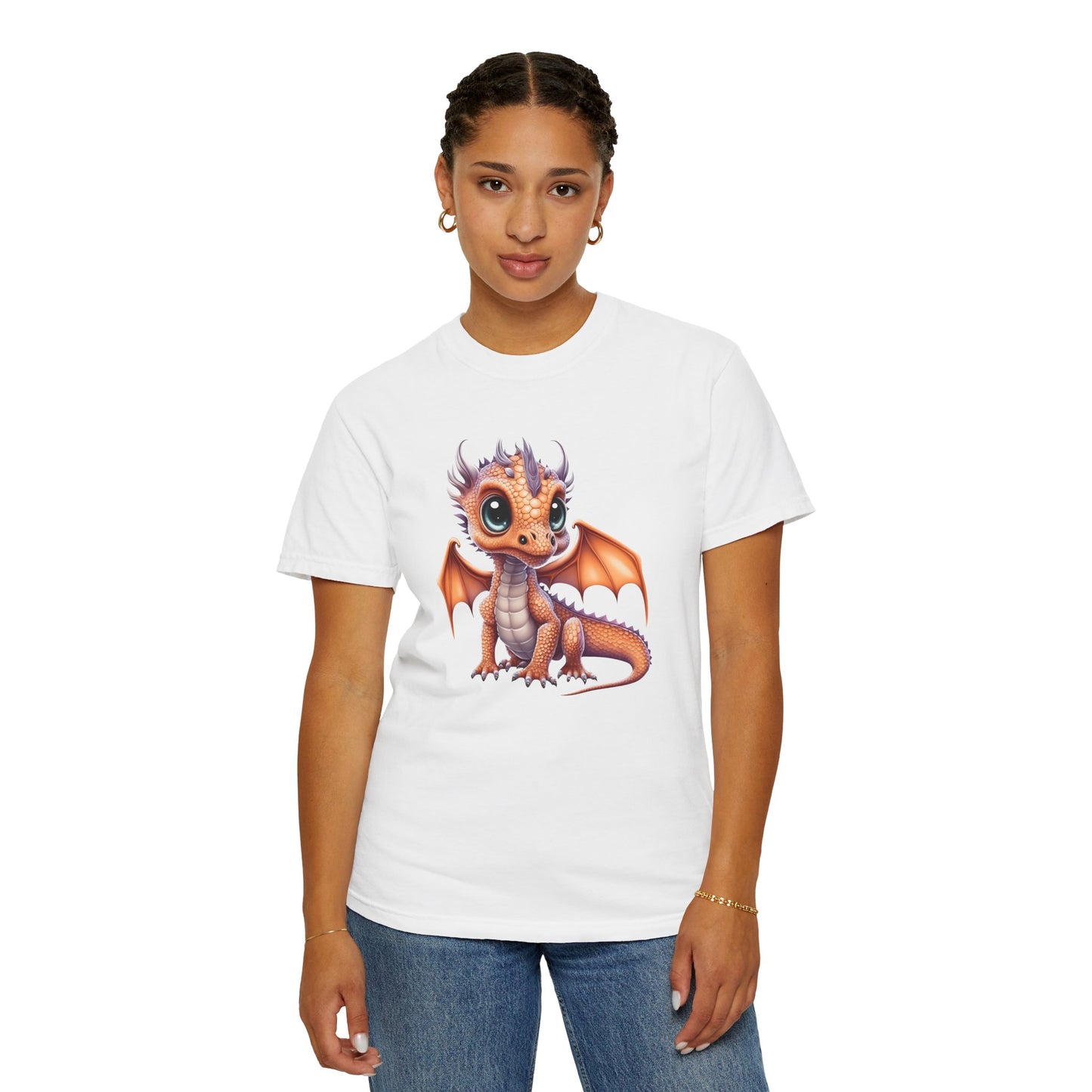 Charming Orange Dragonling T-Shirt Whimsical Fantasy Creature Tee Adorable Dragon Lover Shirt
