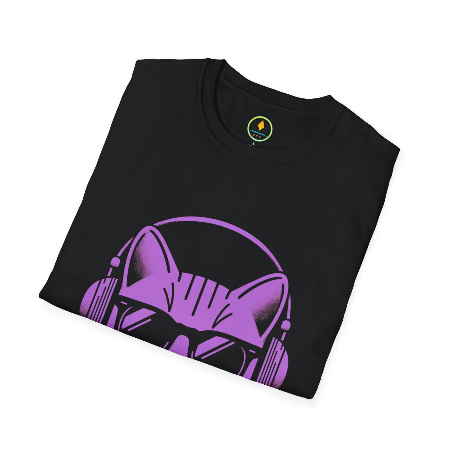 Cool Cat - Halloween Cat with Headphones Unisex Softstyle T-Shirt