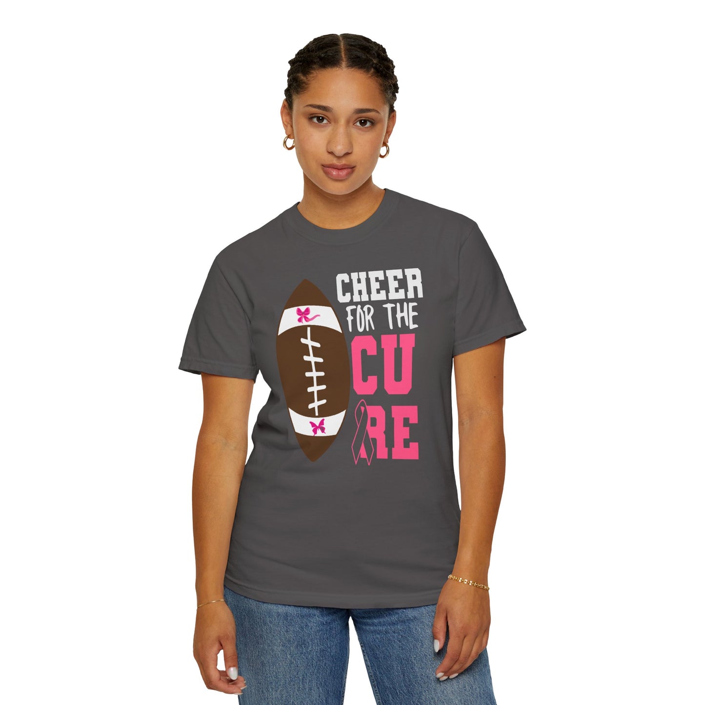 Cheer for the Cure - Breast Cancer Awareness Football T-Shirt