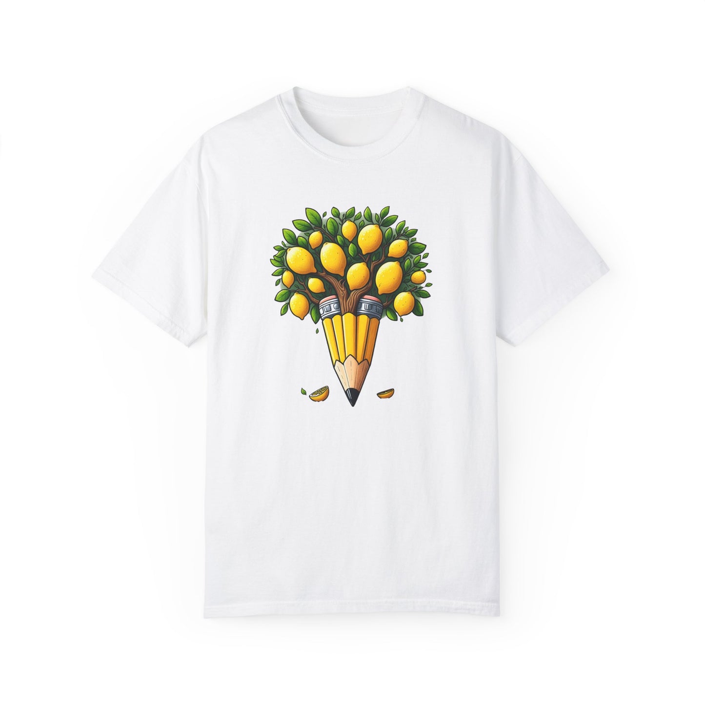 Artistic Lemon Pencil Tree T-Shirt - Unique Art & Nature Celebrating Growth and Imagination