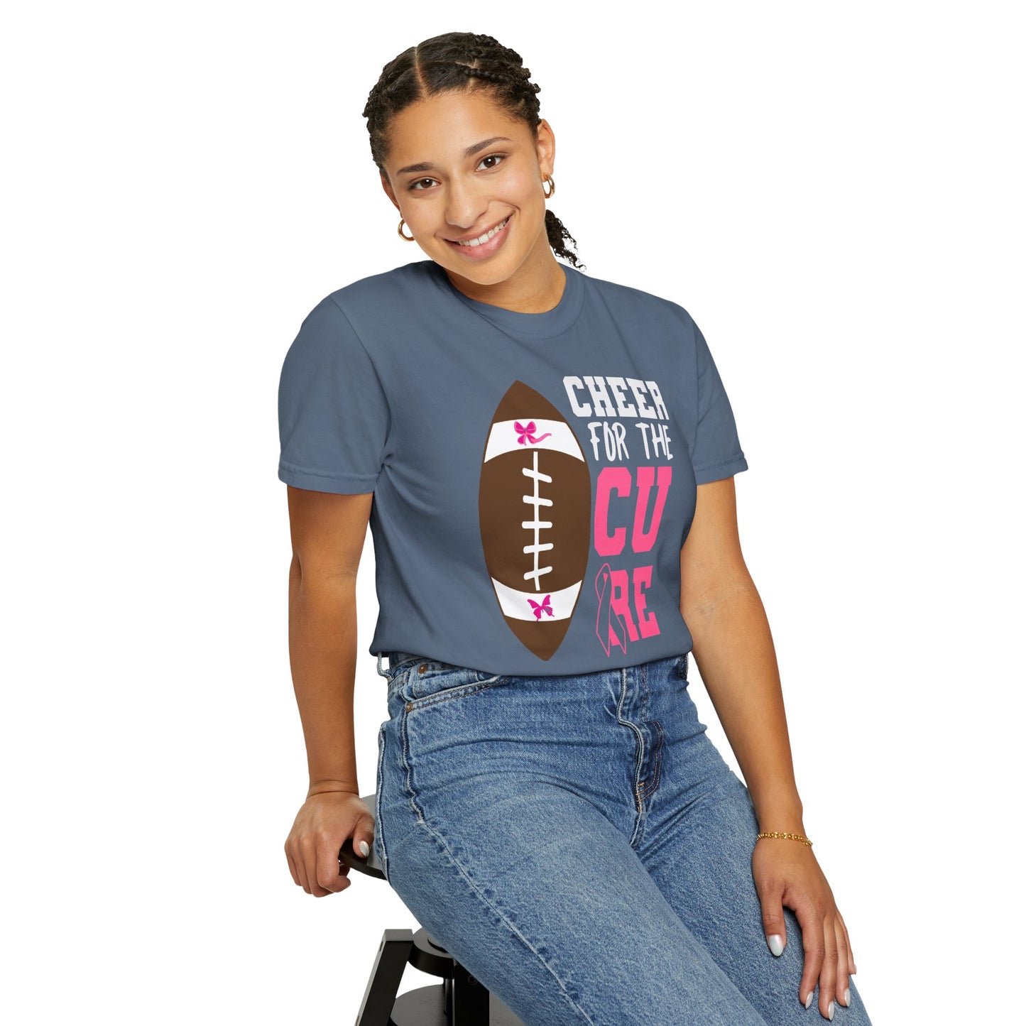 Cheer for the Cure - Breast Cancer Awareness Football T-Shirt