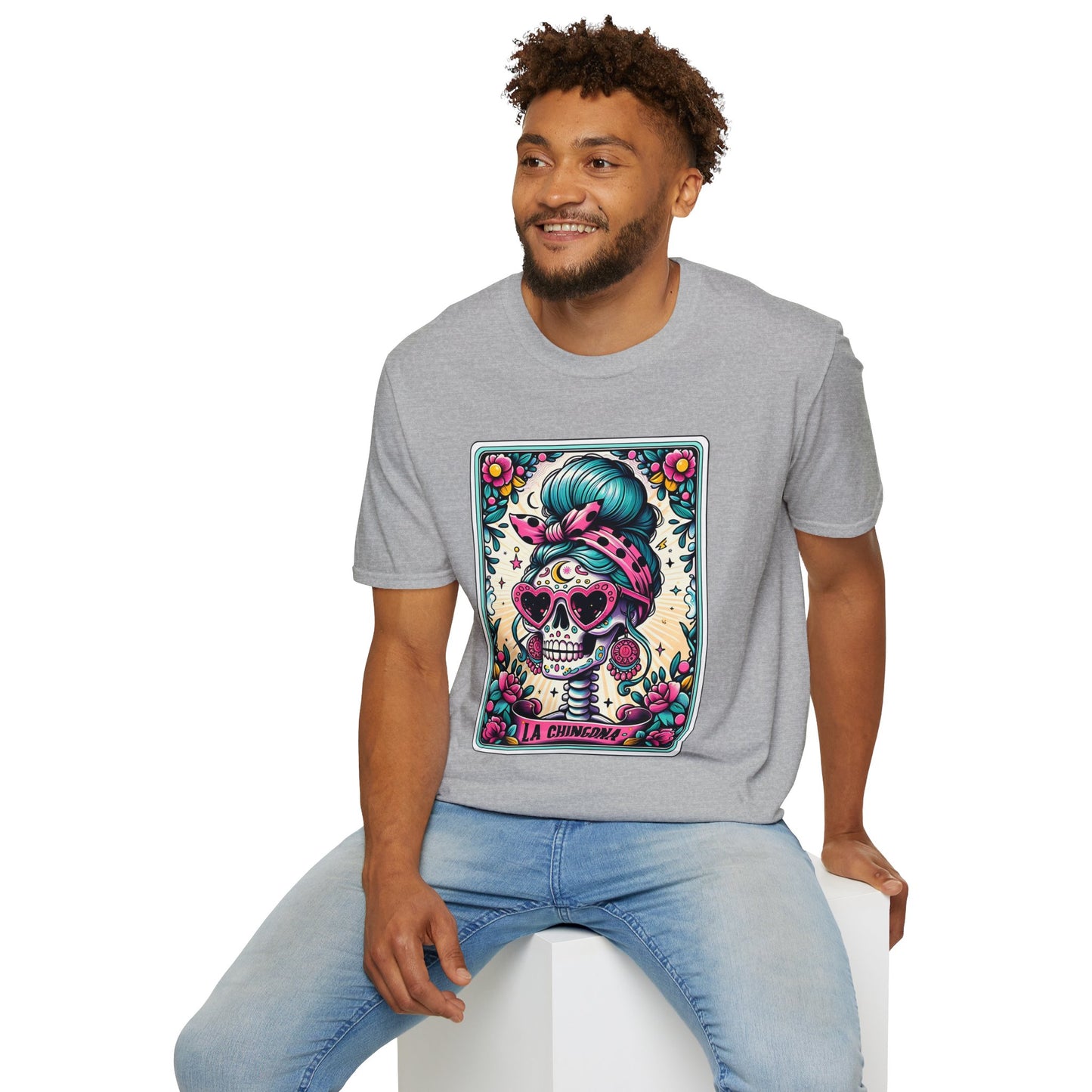 Vibrant Sugar Skull T-Shirt - Unique Spooky Halloween Apparel Inspired by Dia de los Muertos