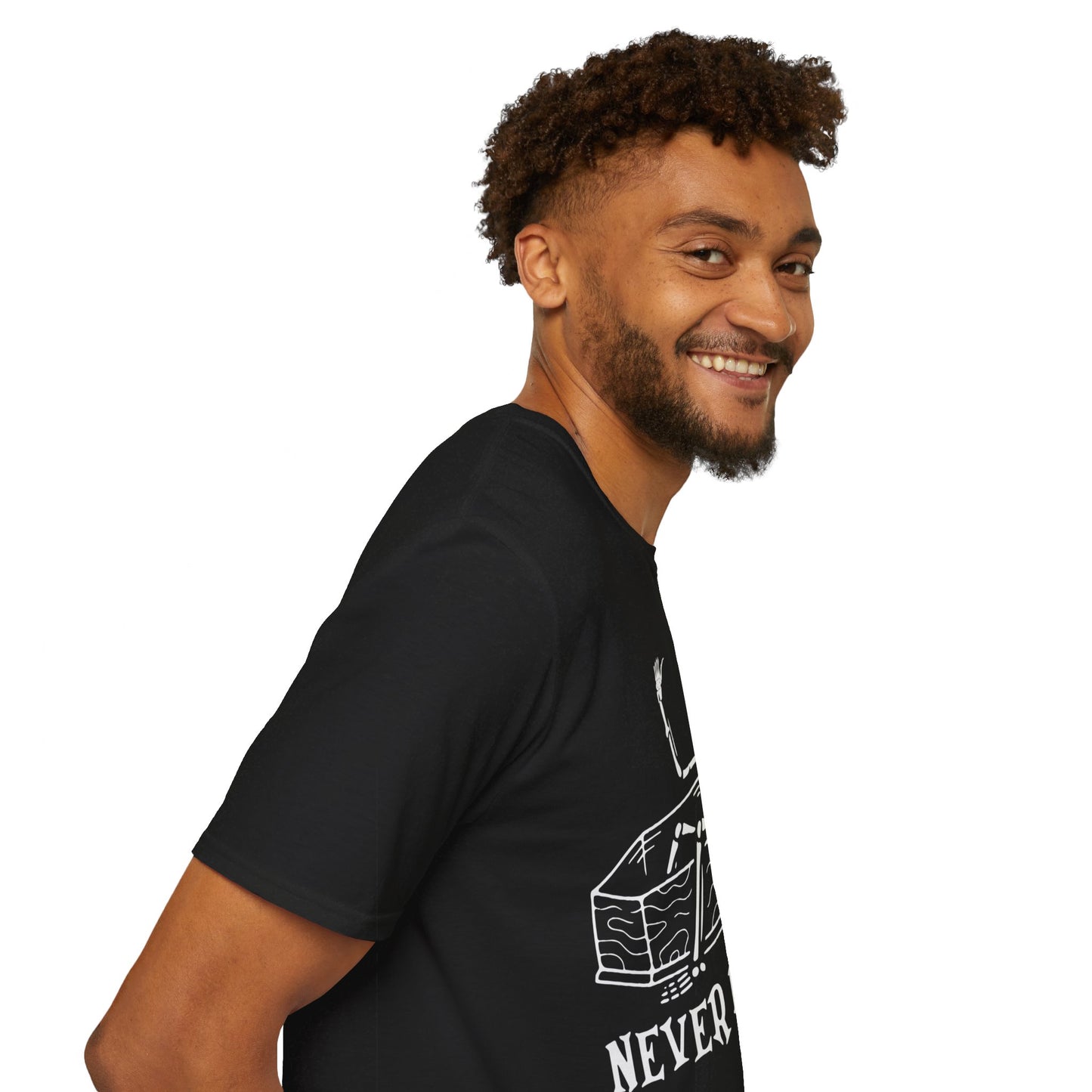 NEVER BETTER - Skeleton in Coffin Halloween Unisex Softstyle T-Shirt