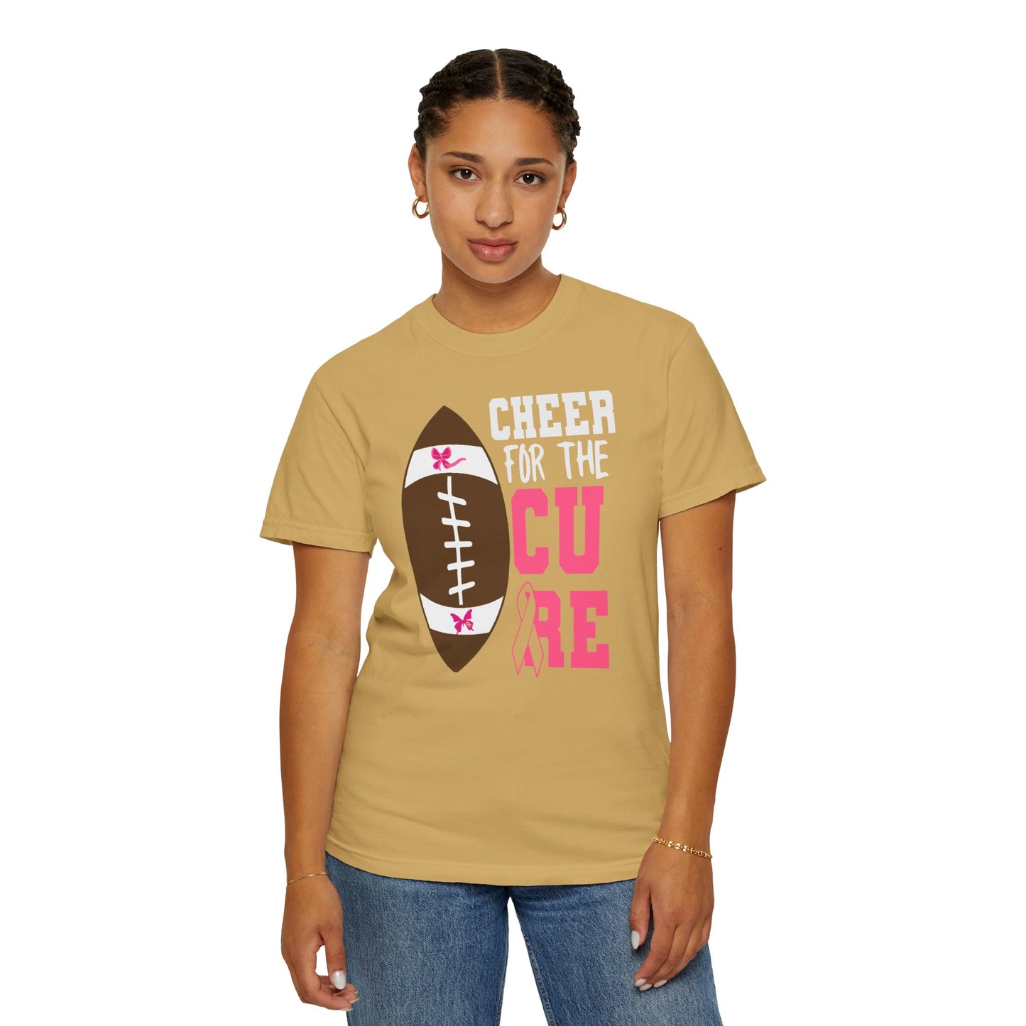Cheer for the Cure - Breast Cancer Awareness Football T-Shirt