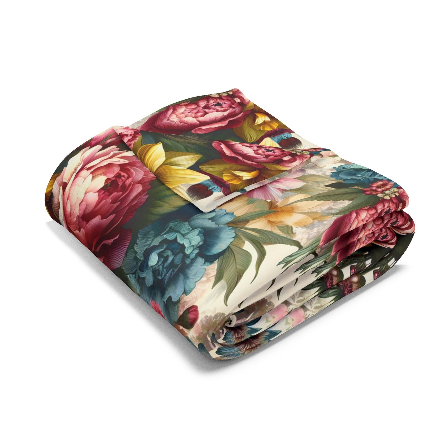 Vintage Floral Arctic Fleece Blanket - Cozy Comfort with a Touch of Elegance