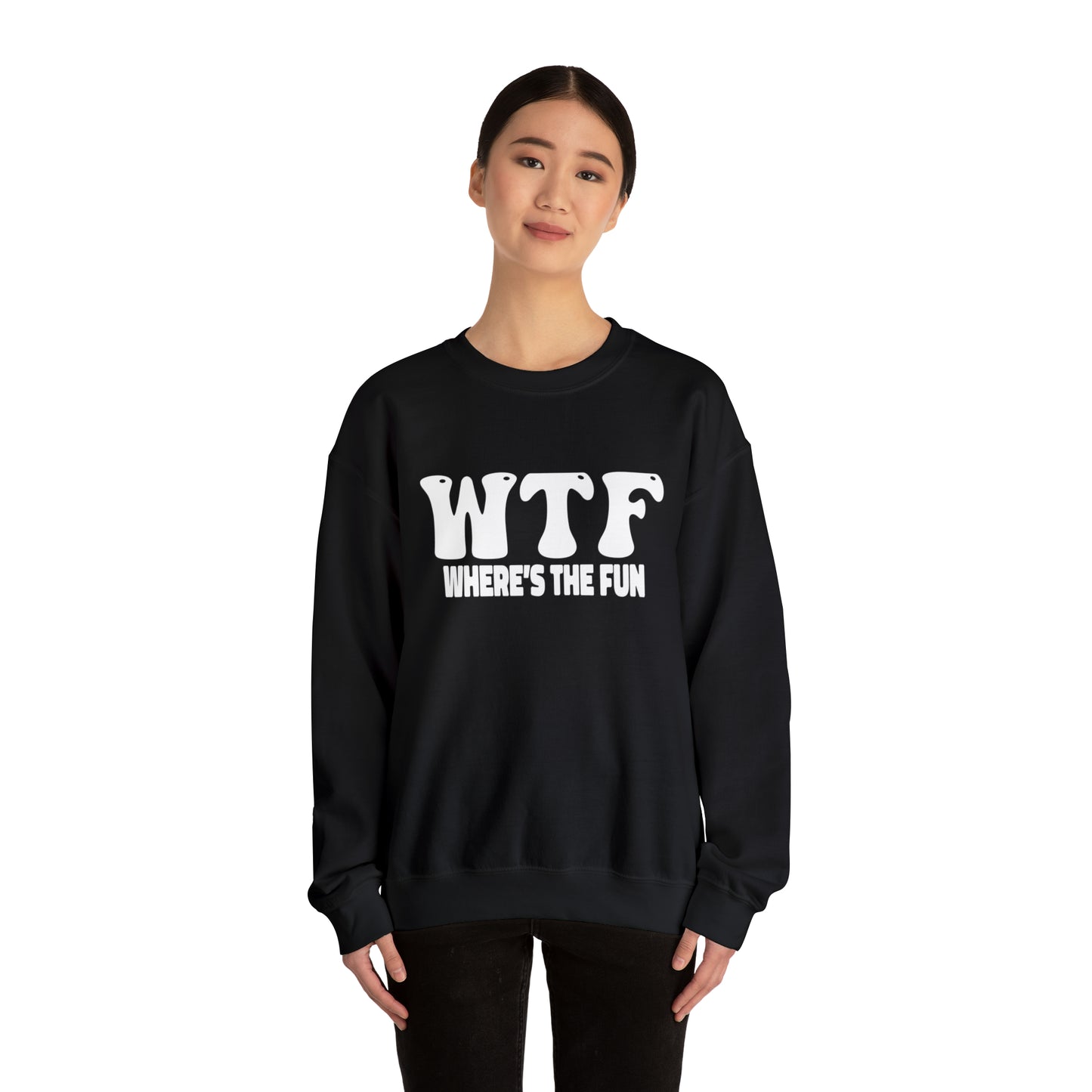 W.T.F. (Where’s The Fun)Unisex Crewneck Sweatshirt - A Humorous Family Gift for Christmas, Perfect for Holiday Celebrations