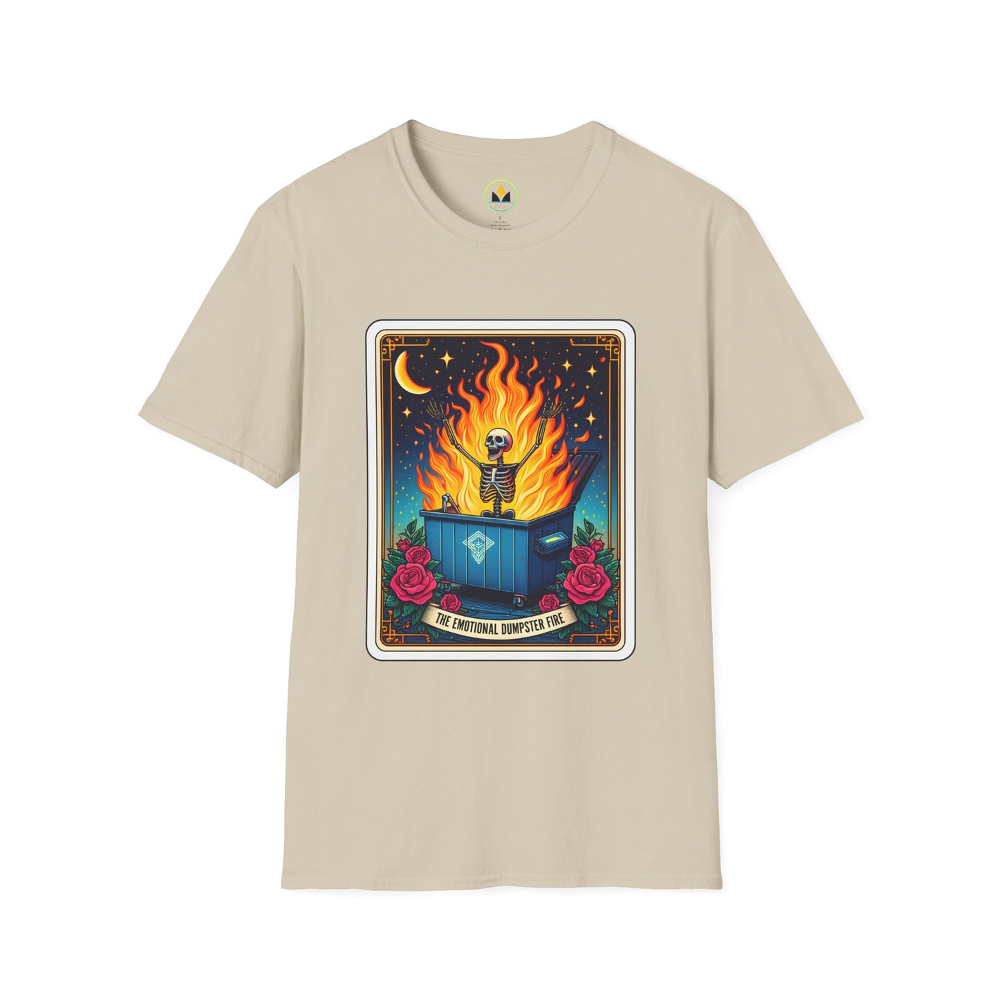 Emotional Dumpster Fire Tarot Tee - Unique Halloween Skeleton Shirt