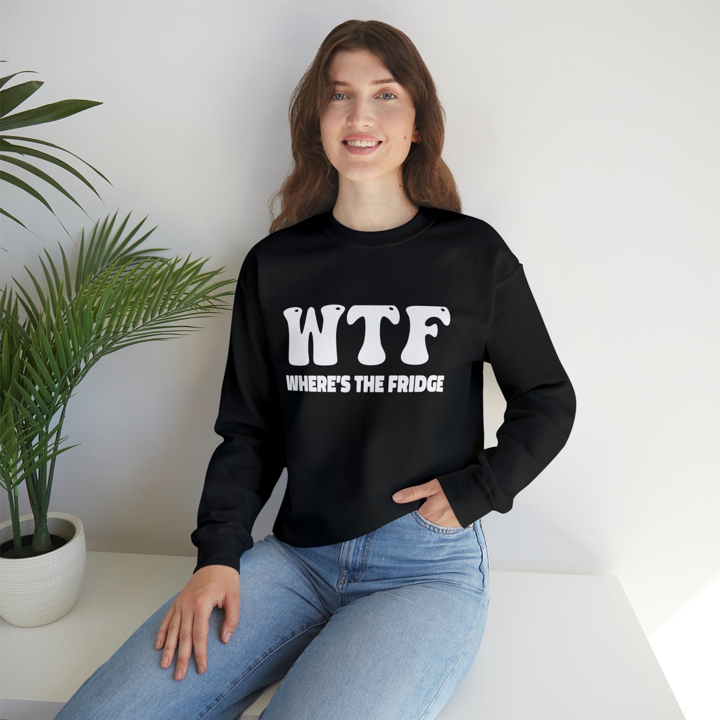W.T.F. Where’s The Fridge, for Food Lovers,funny Christmas, Unisex Crewneck Sweatshirt, Foodie Sweatshirt, Family humor Gift,