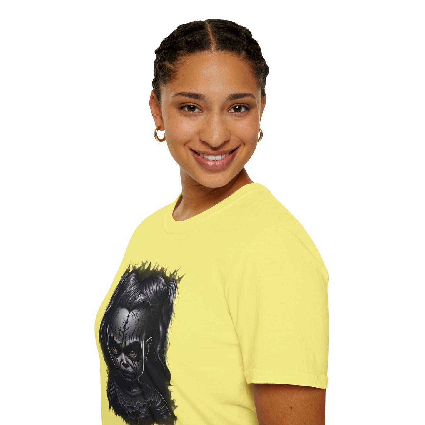 Hauntingly Adorable: Spooky Cute Little Girl Ghost Unisex Softstyle T-Shirt