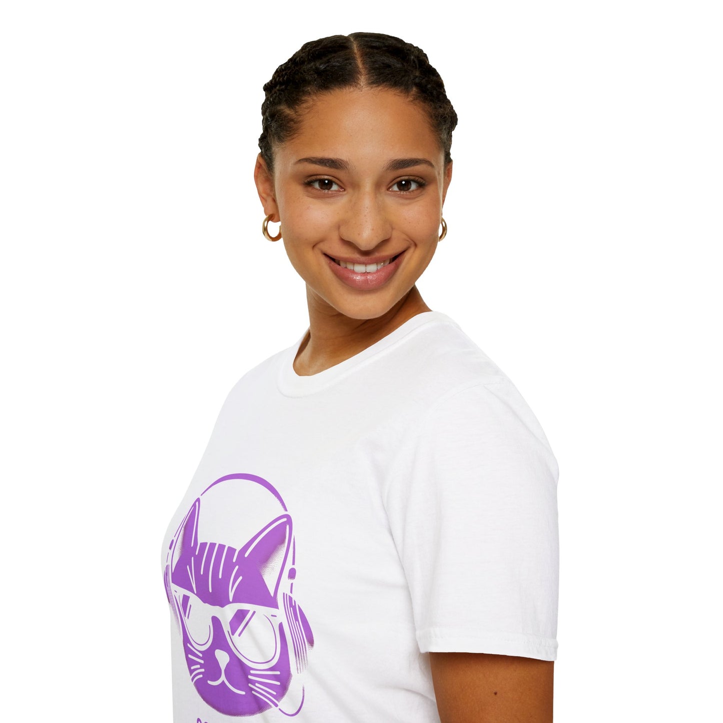 Cool Cat - Halloween Cat with Headphones Unisex Softstyle T-Shirt