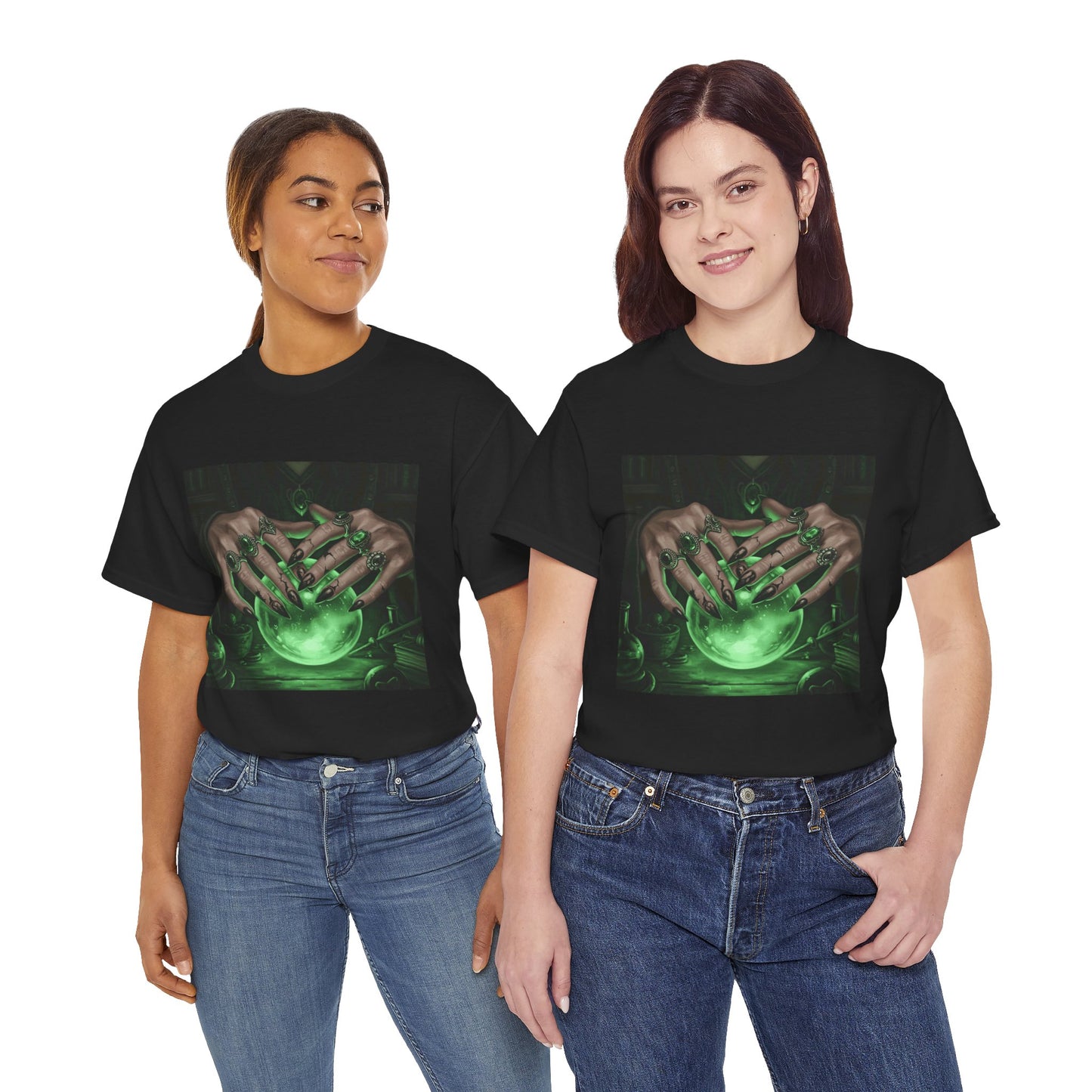 Sorceress's Grasp: Glowing Crystal Ball & Dark Witch Hands