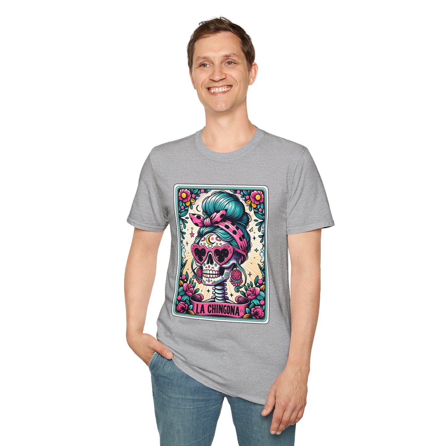 Vibrant Sugar Skull T-Shirt - Unique Spooky Halloween Apparel Inspired by Dia de los Muertos