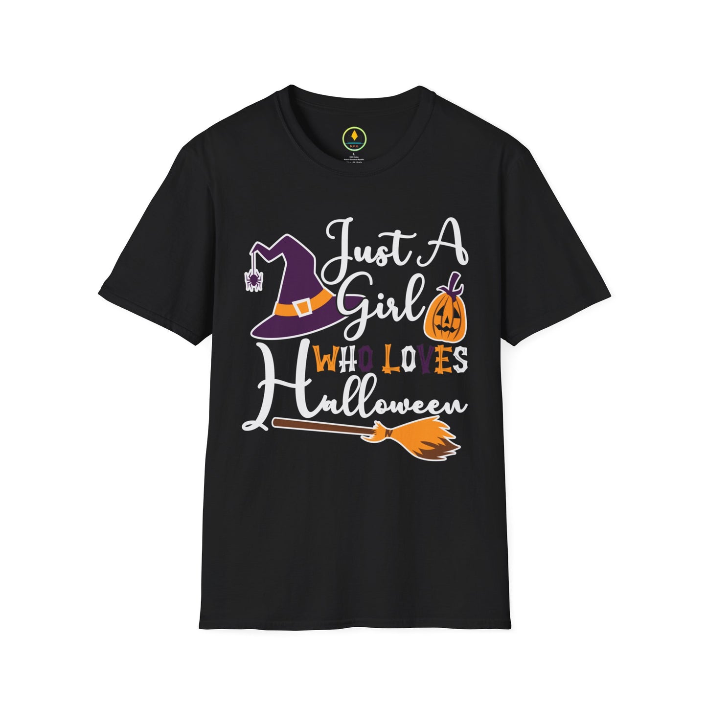 Just A Girl Who Loves Halloween - Witch & Pumpkin Unisex Softstyle T-Shirt
