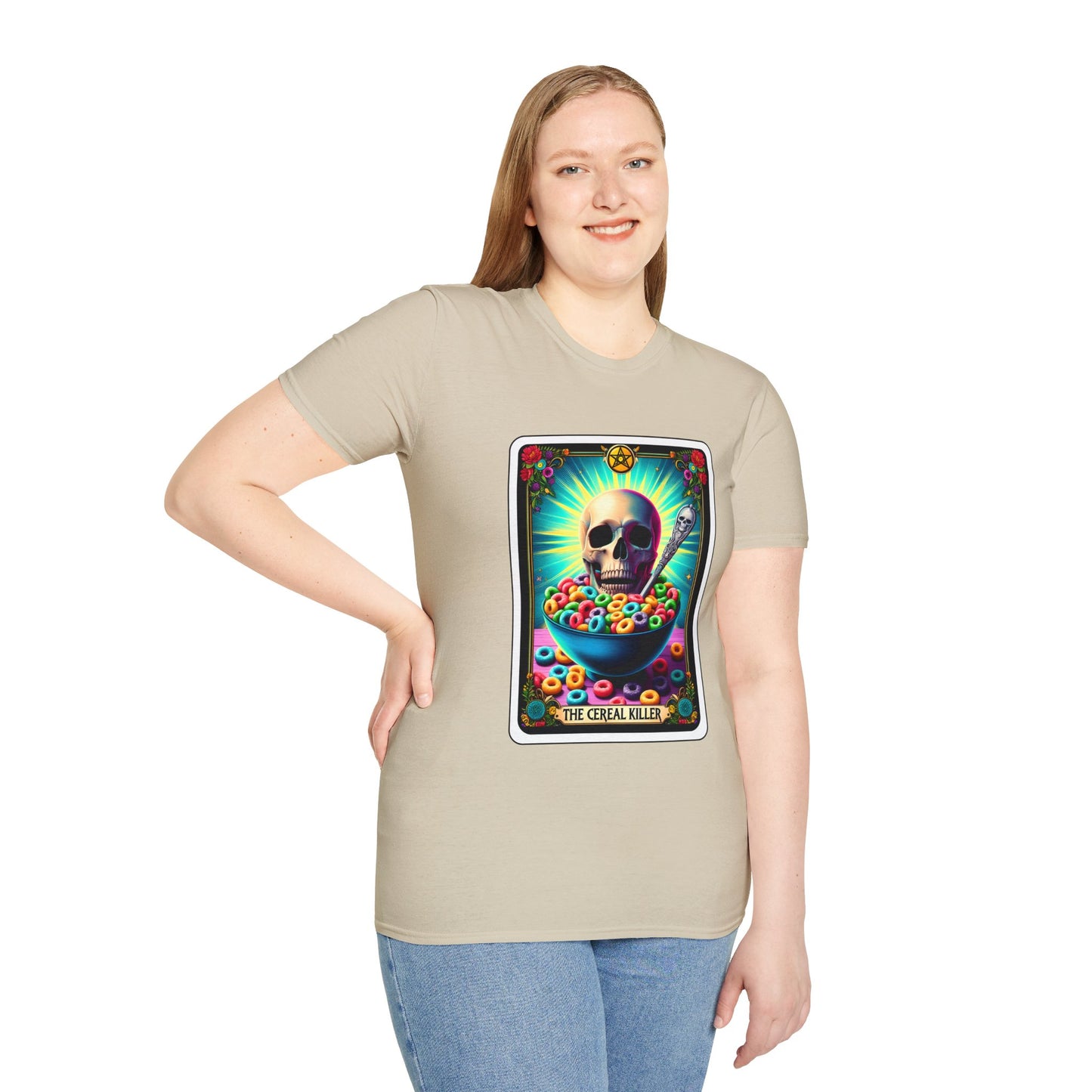 Tarot-Inspired Cereal Killer Halloween Tee - Unique Spooky Design