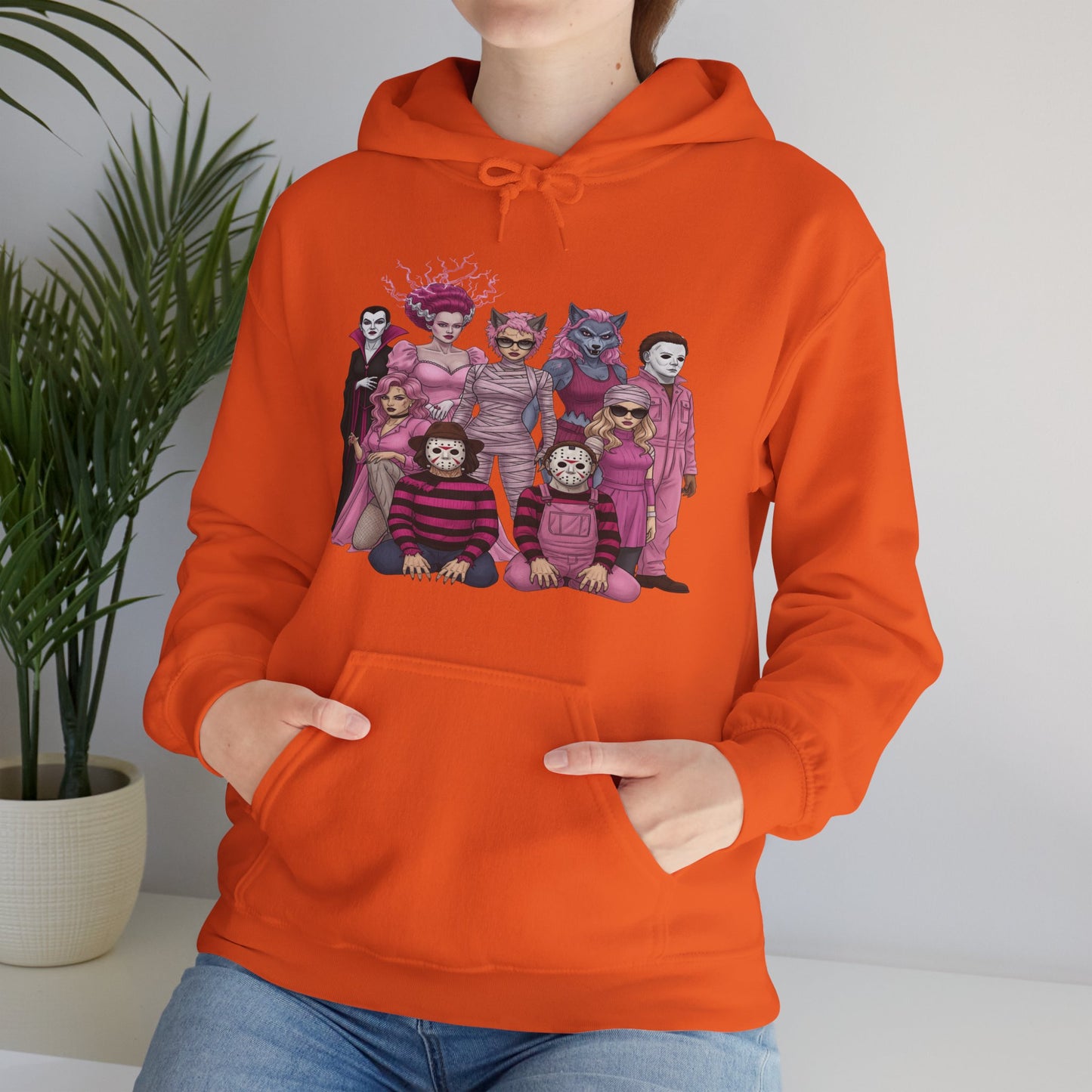 Lady Slashers Halloween Hoodie | Female Horror Villains Hooded Sweatshirt Perfect for Costume Parties