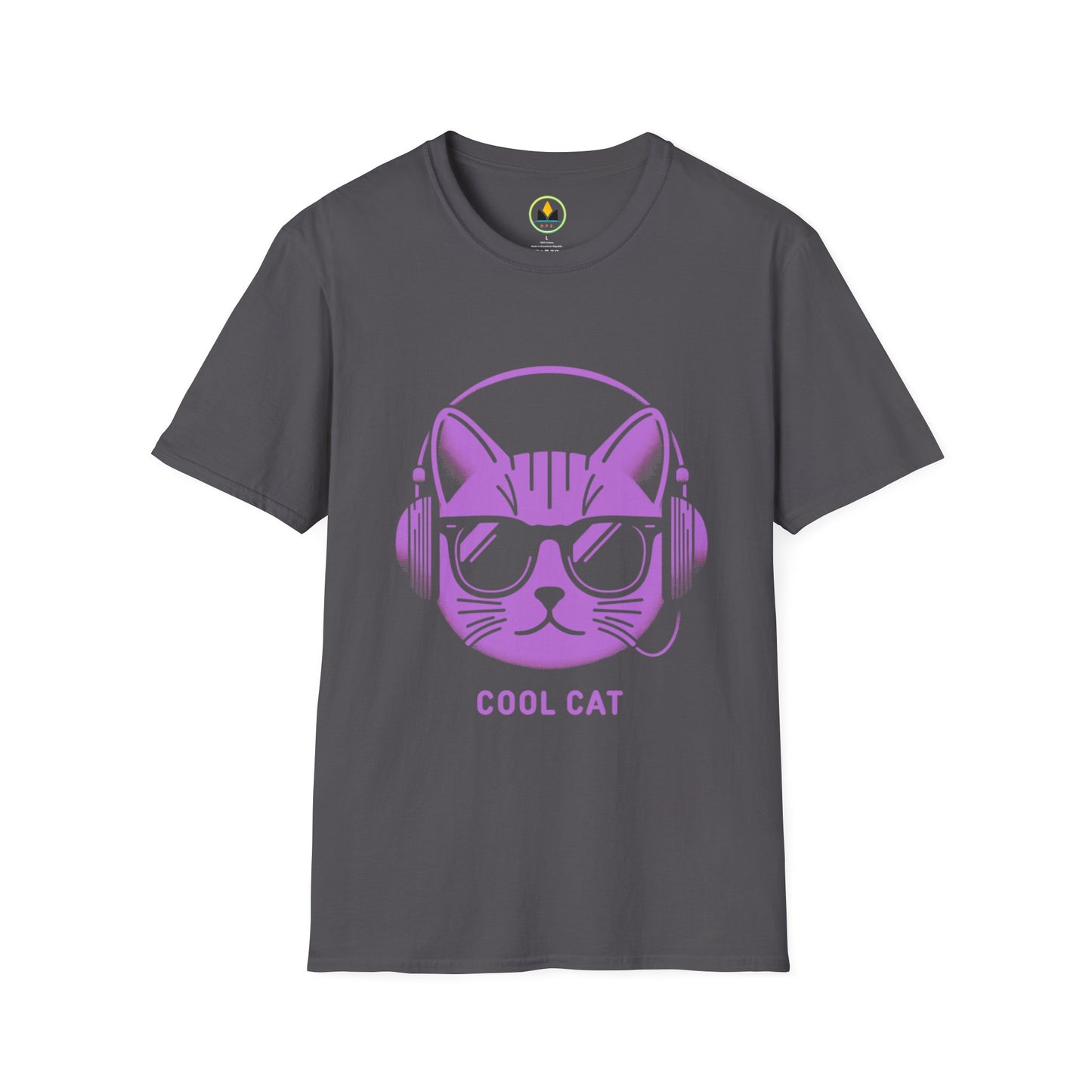 Cool Cat - Halloween Cat with Headphones Unisex Softstyle T-Shirt