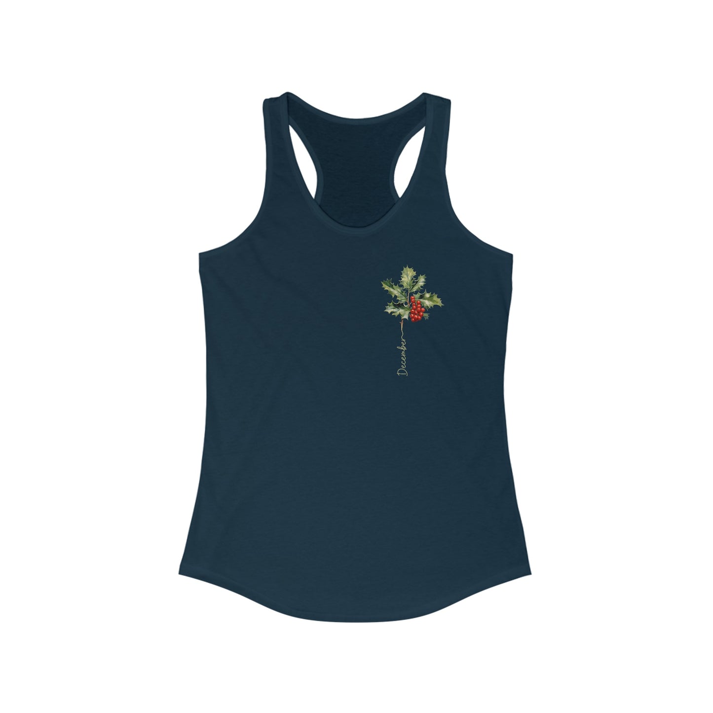 December Holly Birth Month Flower Tank Top - Personalized & Festive Women’s Apparel