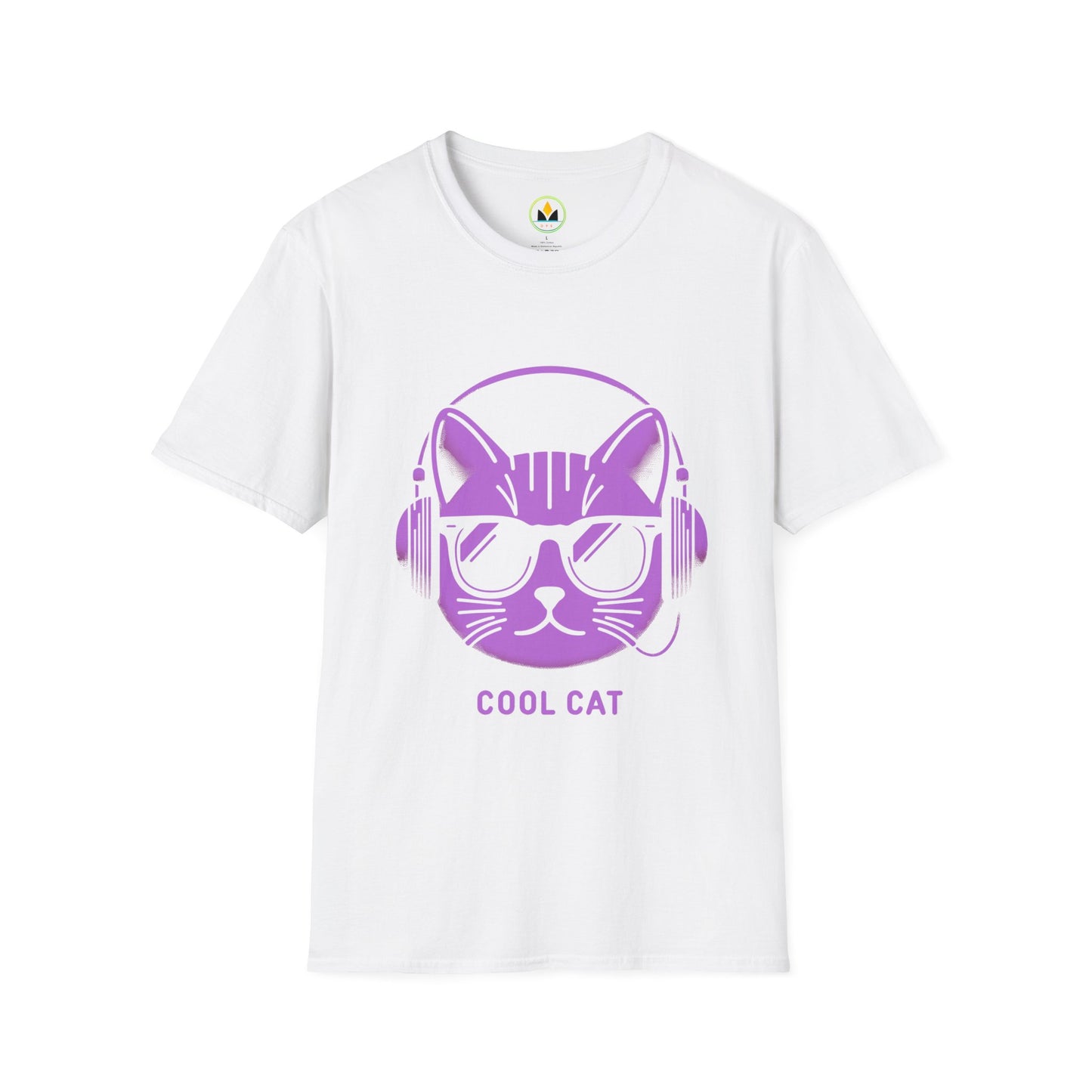 Cool Cat - Halloween Cat with Headphones Unisex Softstyle T-Shirt