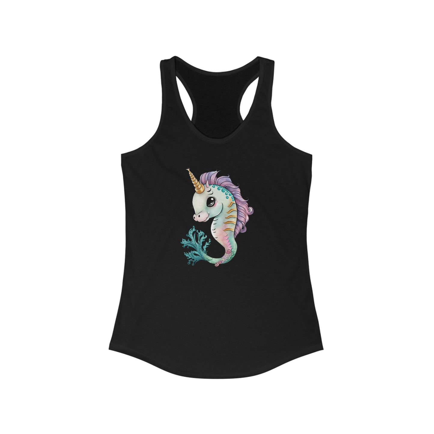 Enchanted Unicorn-Seahorse Women’s Tank Top: Dive into a Fantasy Sea Adventure