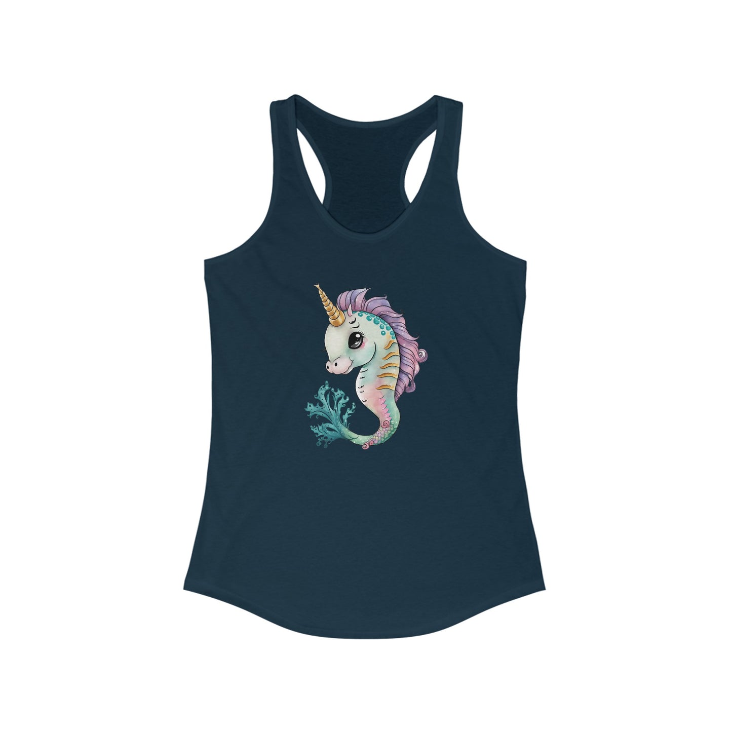 Enchanted Unicorn-Seahorse Women’s Tank Top: Dive into a Fantasy Sea Adventure