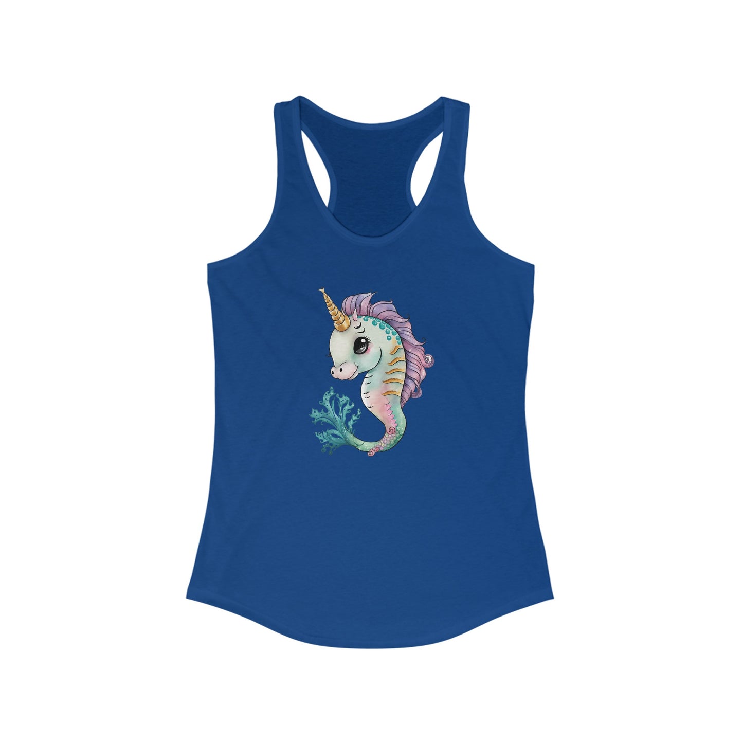 Enchanted Unicorn-Seahorse Women’s Tank Top: Dive into a Fantasy Sea Adventure