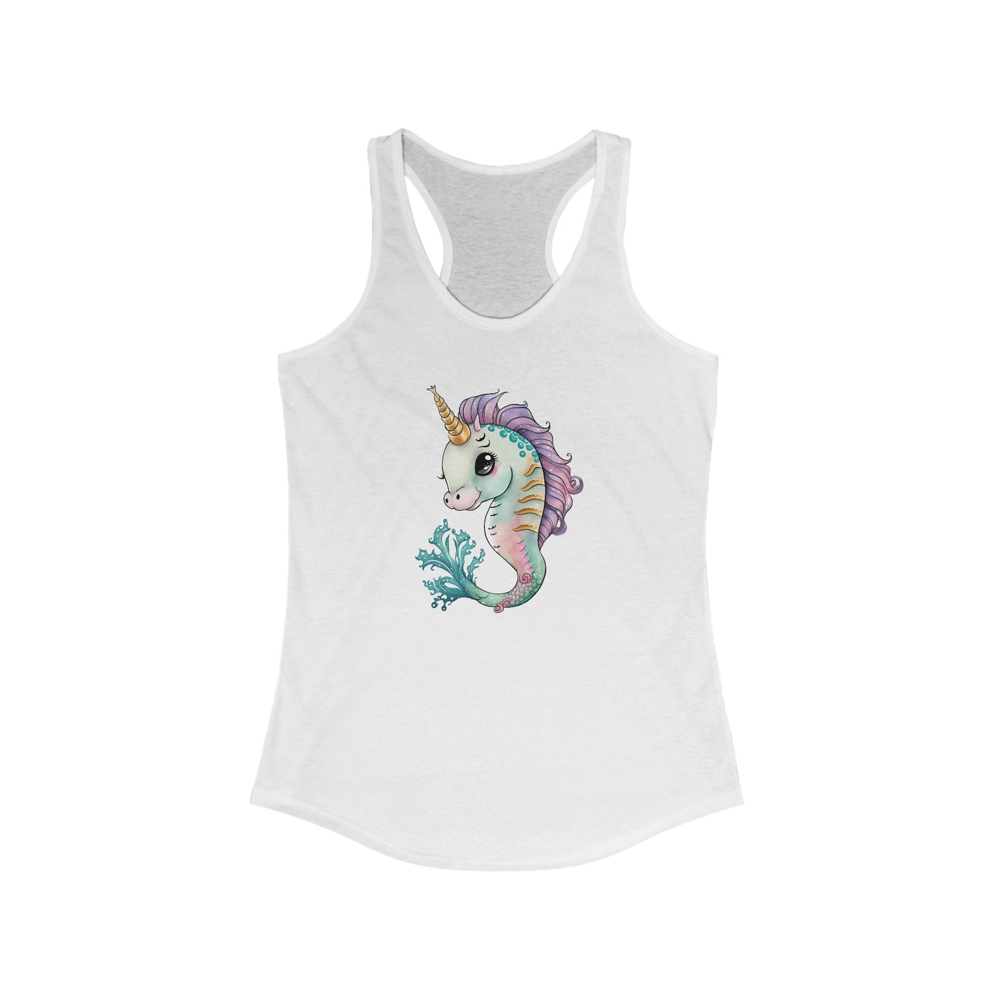 Enchanted Unicorn-Seahorse Women’s Tank Top: Dive into a Fantasy Sea Adventure