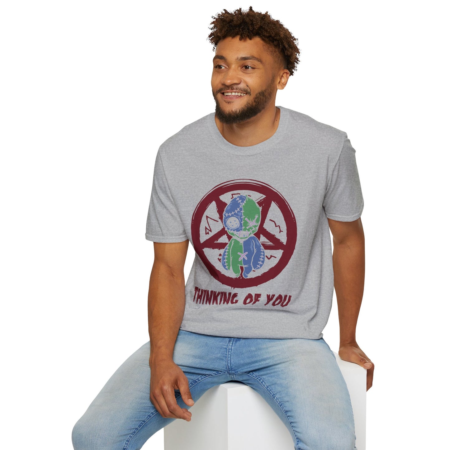 Spooky Voodoo Doll Prohibition Tee - Unique Halloween ‘Thinking of You’ Shirt