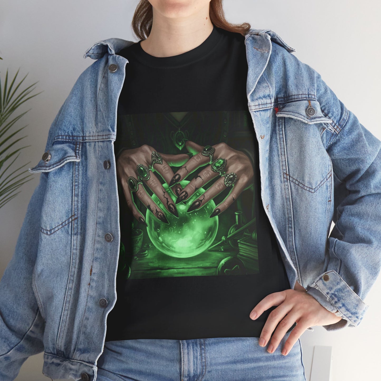 Sorceress's Grasp: Glowing Crystal Ball & Dark Witch Hands