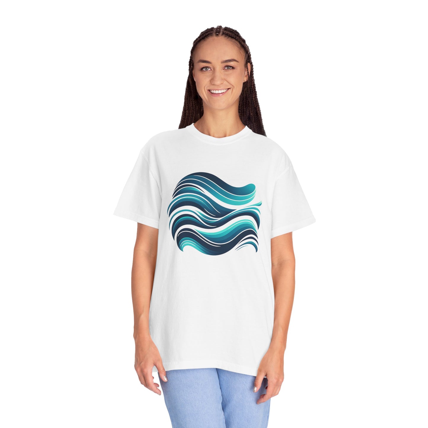 Abstract Ocean Wave T-Shirt Modern Aqua Design Artistic Sea Wave