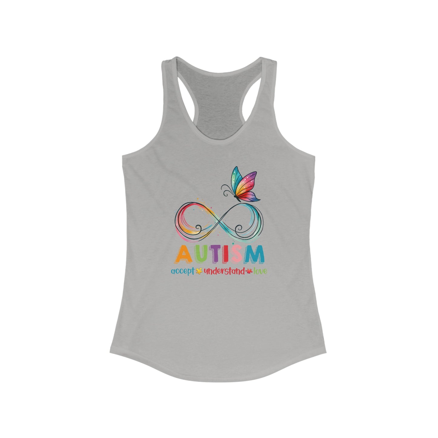 Women’s Autism Awareness Tank Top - Vibrant Infinity Butterfly Design