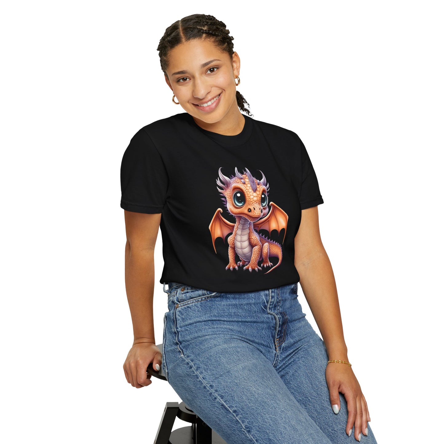 Charming Orange Dragonling T-Shirt Whimsical Fantasy Creature Tee Adorable Dragon Lover Shirt