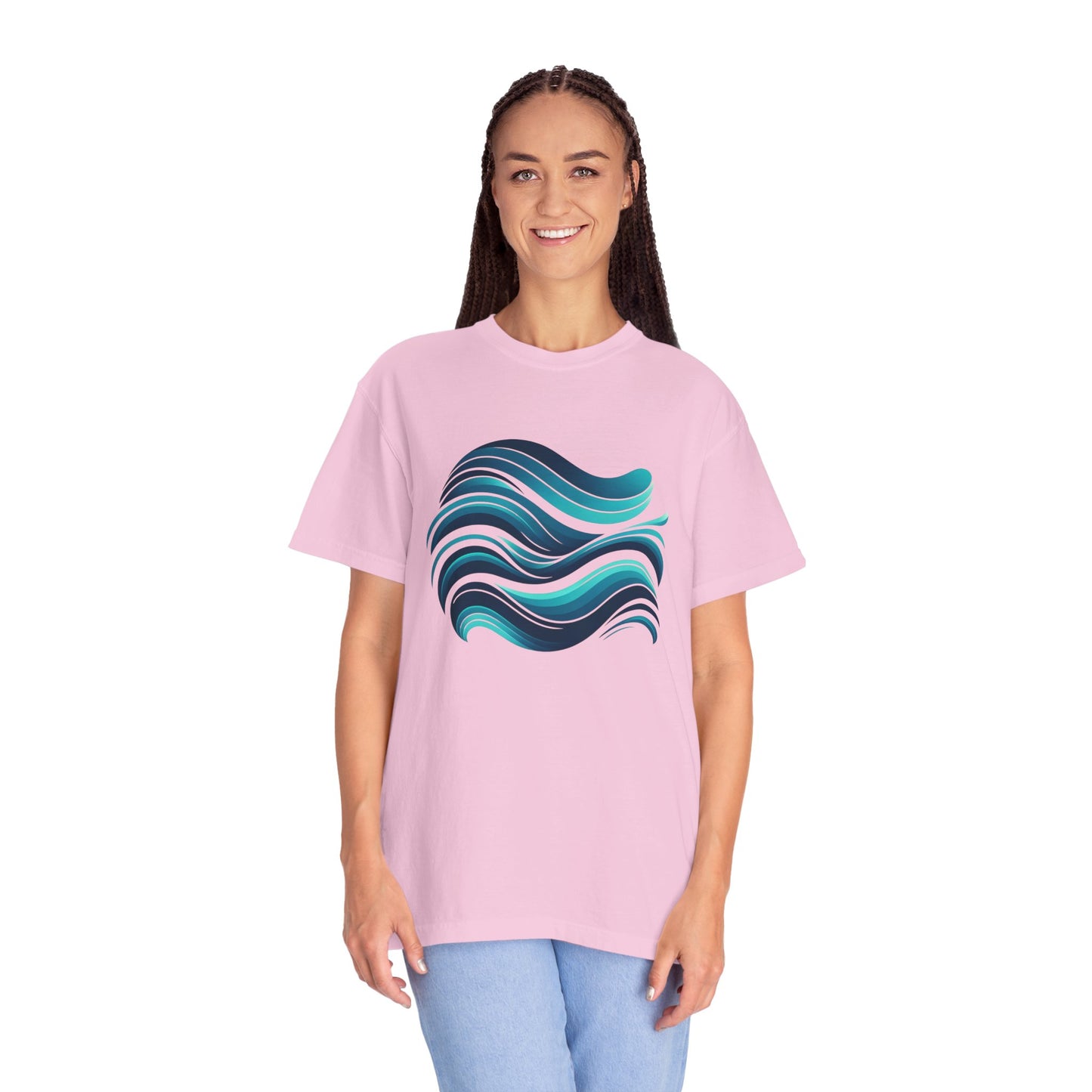 Abstract Ocean Wave T-Shirt Modern Aqua Design Artistic Sea Wave