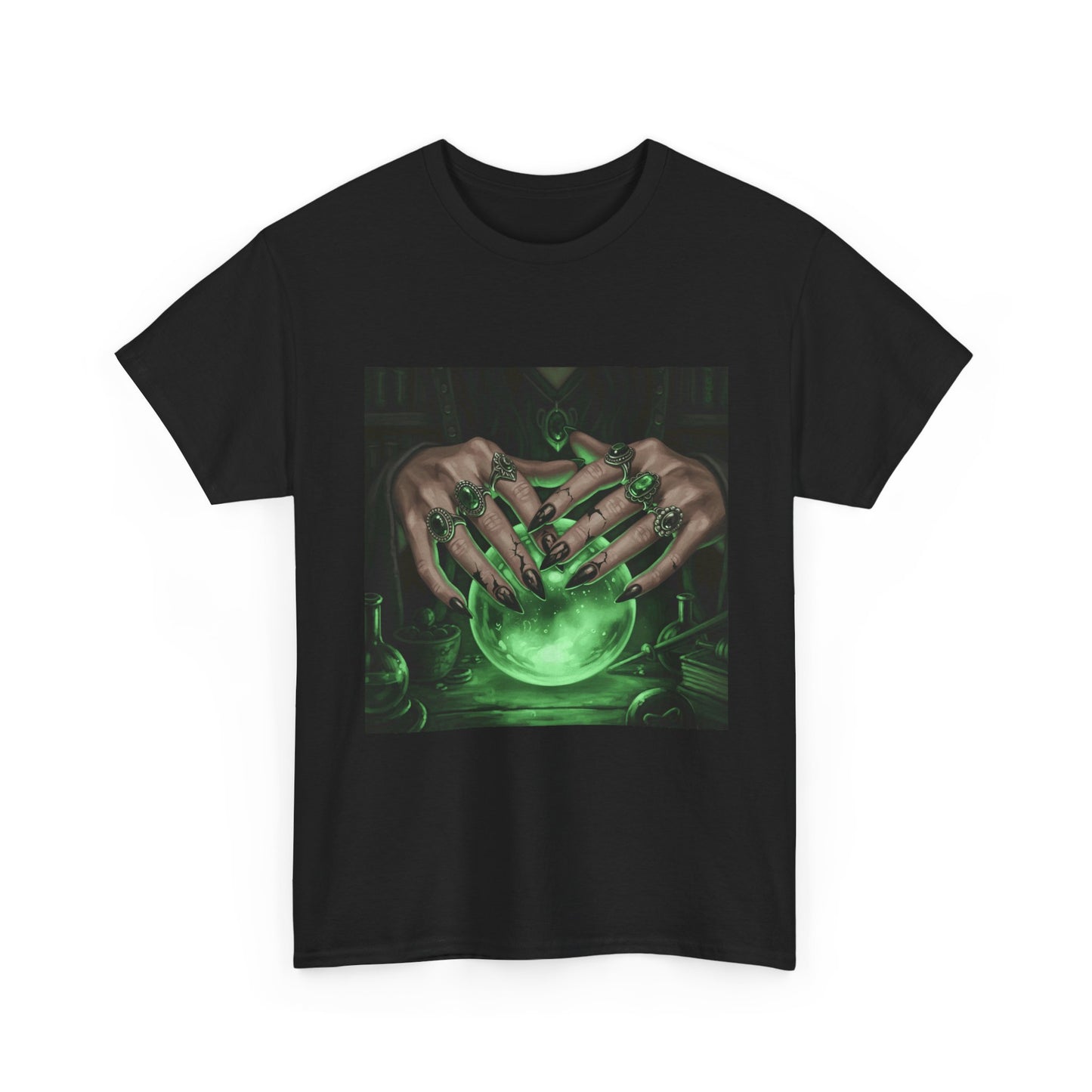 Sorceress's Grasp: Glowing Crystal Ball & Dark Witch Hands