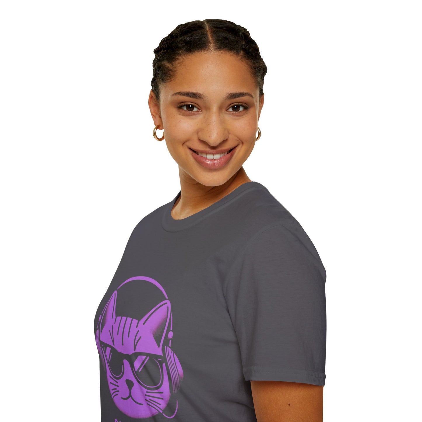 Cool Cat - Halloween Cat with Headphones Unisex Softstyle T-Shirt