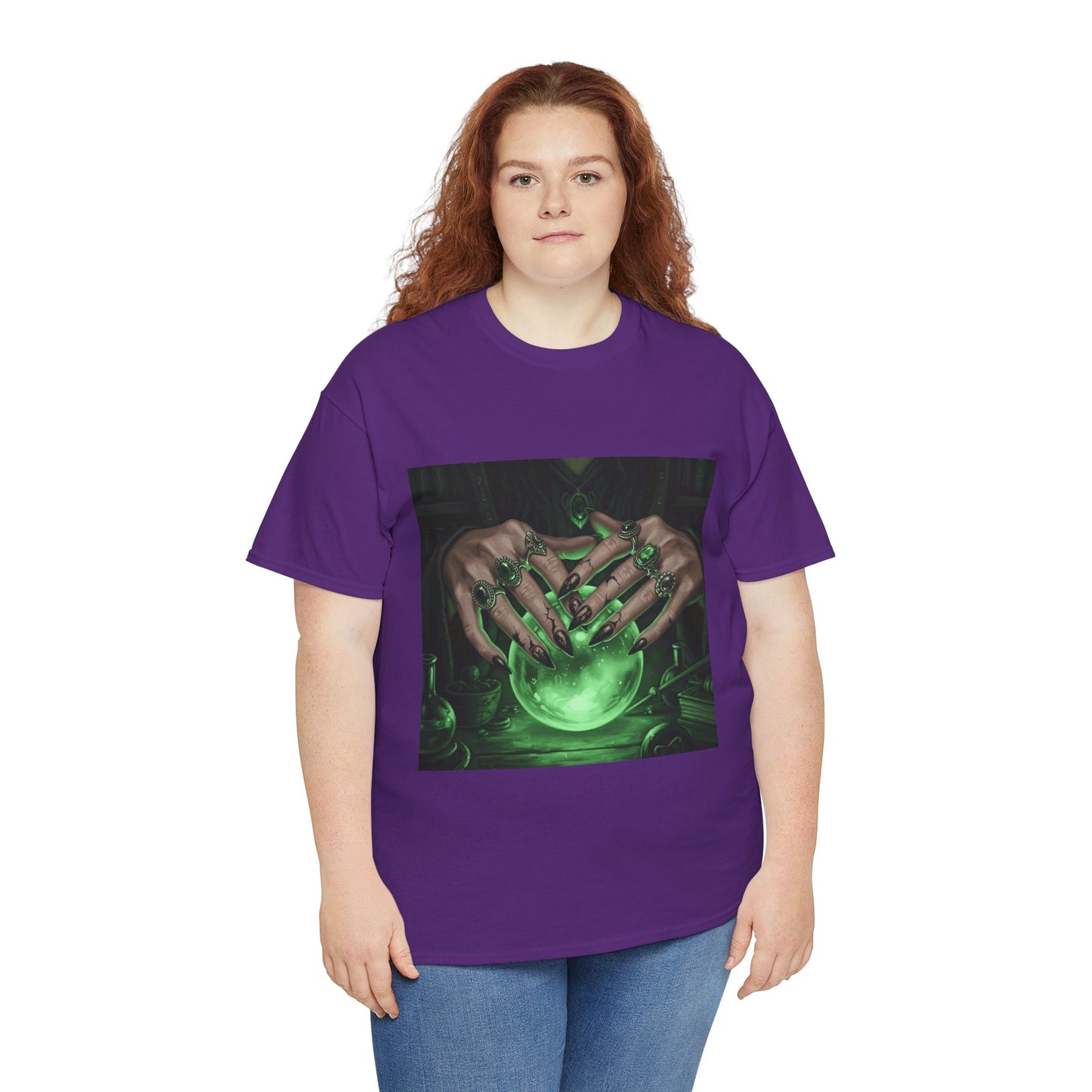 Sorceress's Grasp: Glowing Crystal Ball & Dark Witch Hands