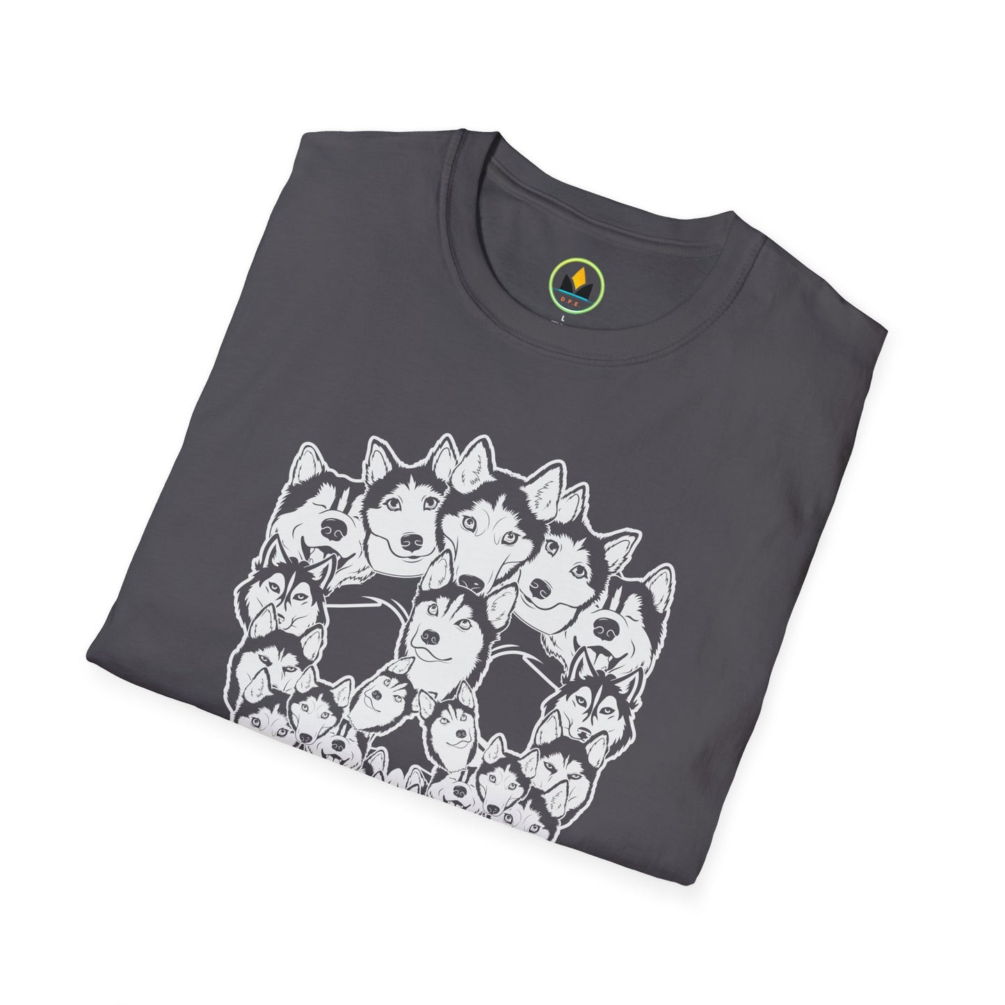 Enigmatic Husky Canine Skull Tee - Mystical Halloween Unisex Softstyle T-Shirt